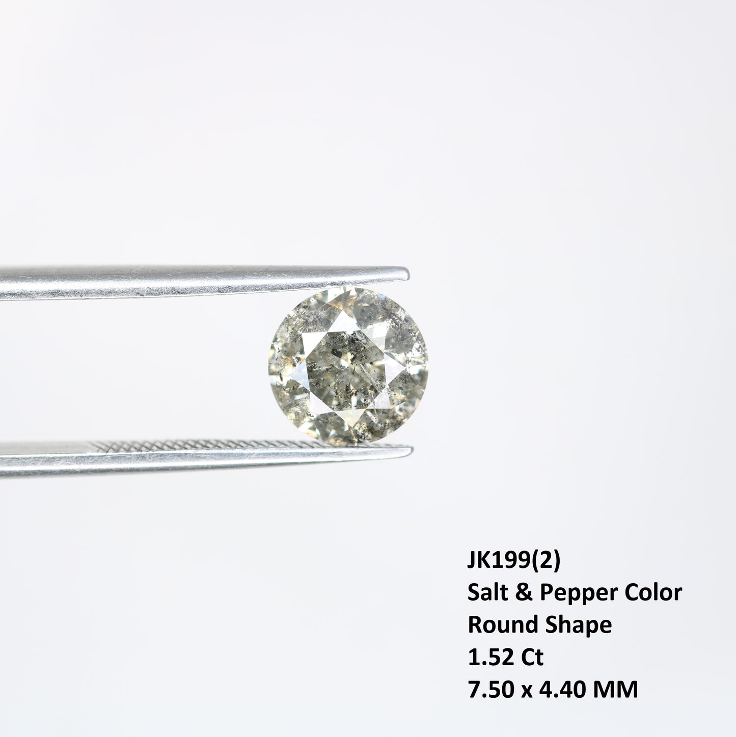 1.52 Carat Natural Loose Salt And Pepper Round Brilliant Cut Diamond - JayKrishna Diamond
