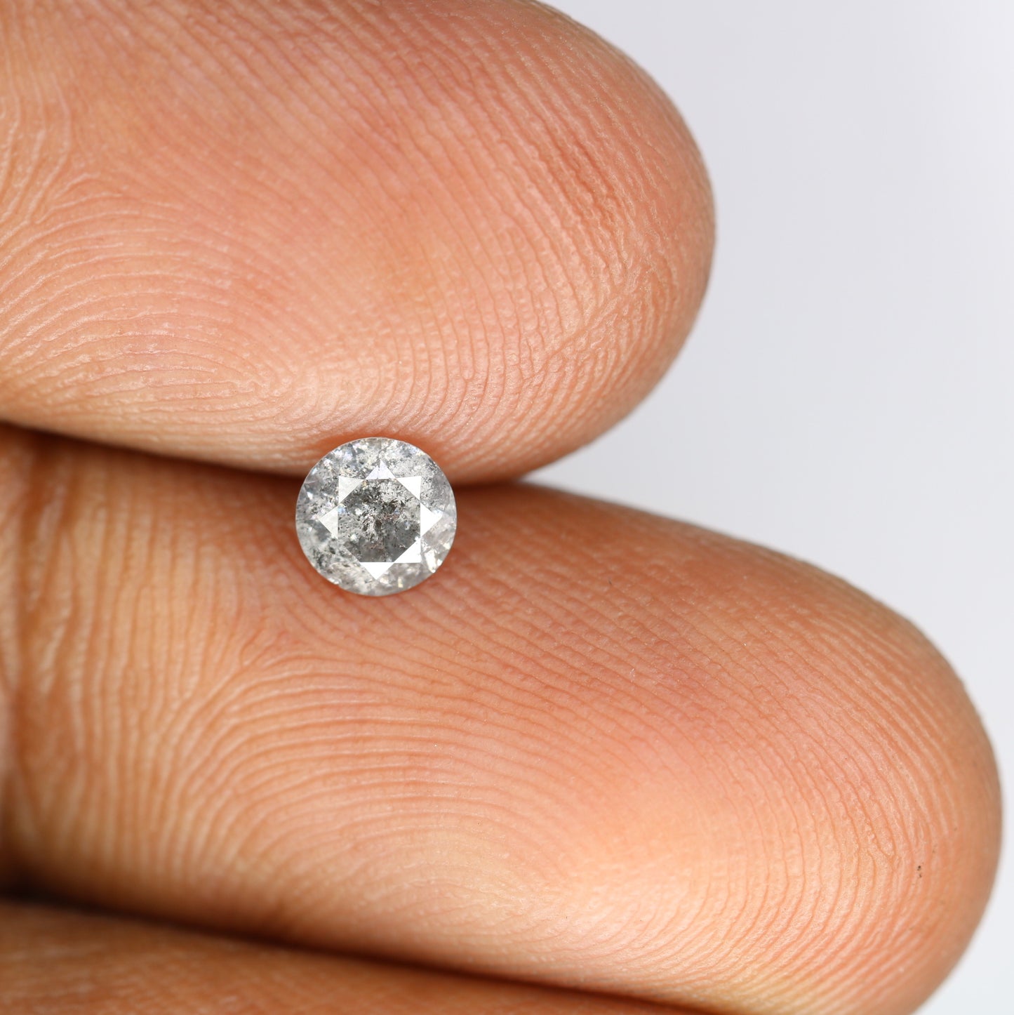 0.42 CT Salt and Pepper Round Brilliant Cut Diamond for Engagement Ring and Unique Bridal Jewelry - JayKrishna Diamond
