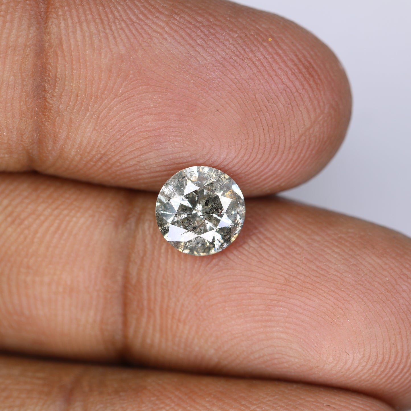 1.52 Carat Natural Loose Salt And Pepper Round Brilliant Cut Diamond - JayKrishna Diamond