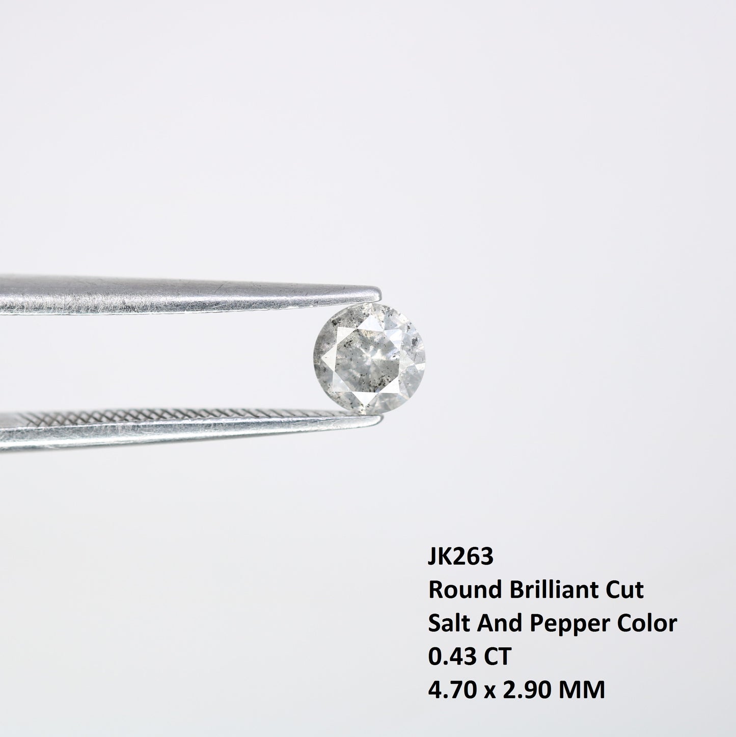 0.43 CT Natural Salt and Pepper 4.70 x 2.90 MM Round Brilliant Cut Diamond for Engagement Ring and Artisan Jewelry Design - JayKrishna Diamond