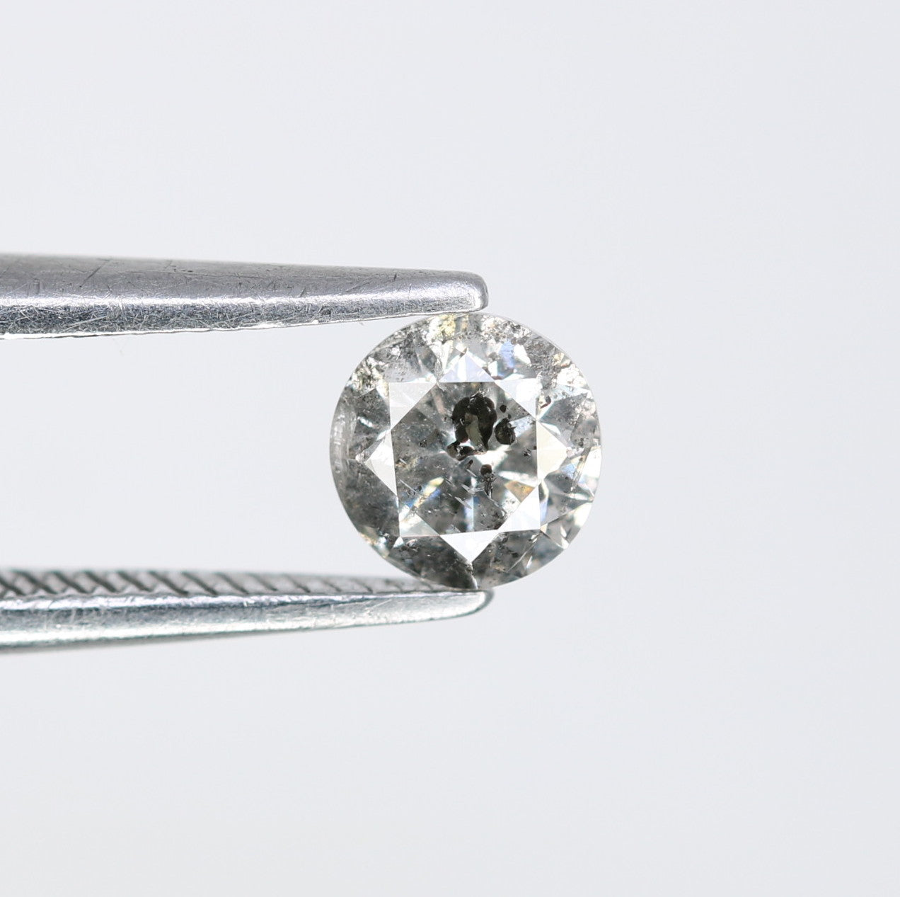 0.44 CT Salt and Pepper Round Brilliant Cut Diamond for Engagement Ring and Custom Artisan Jewelry Design - JayKrishna Diamond
