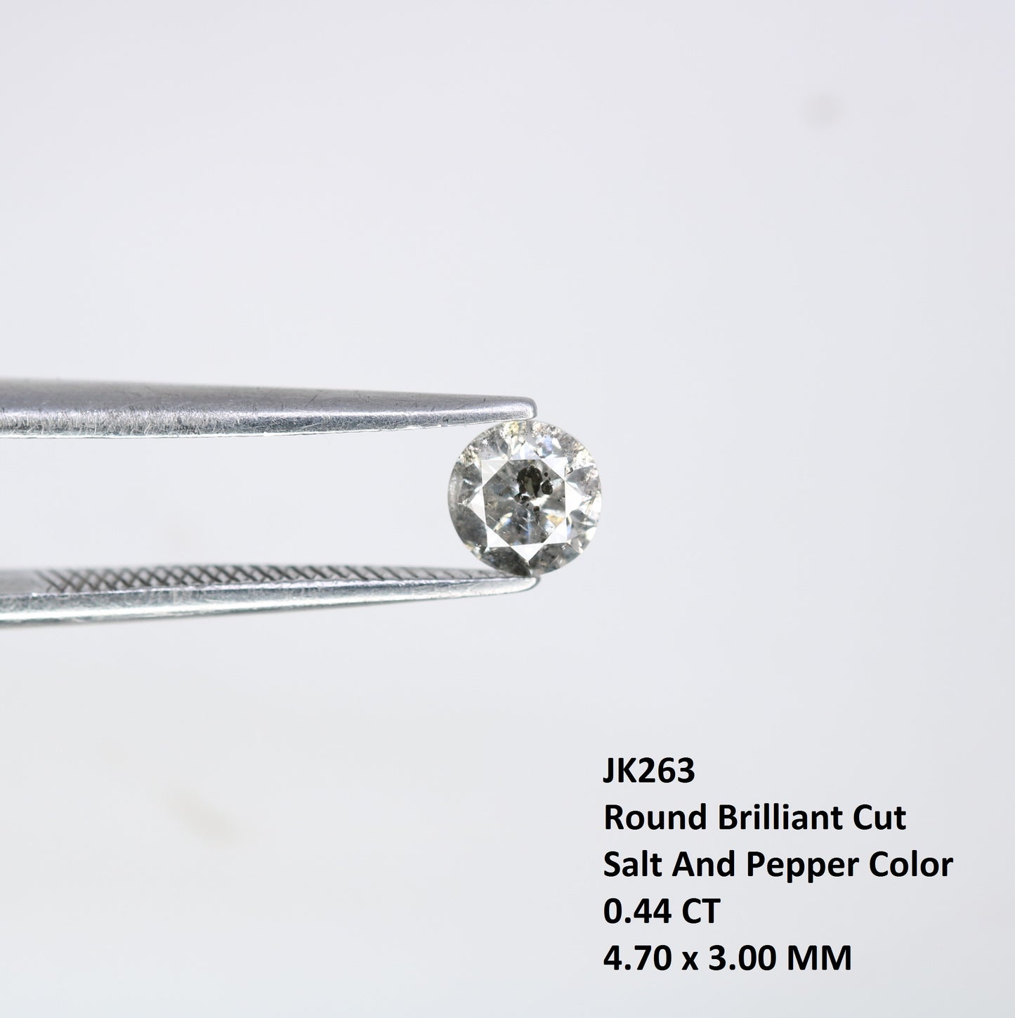0.44 CT Salt and Pepper Round Brilliant Cut Diamond for Engagement Ring and Custom Artisan Jewelry Design - JayKrishna Diamond
