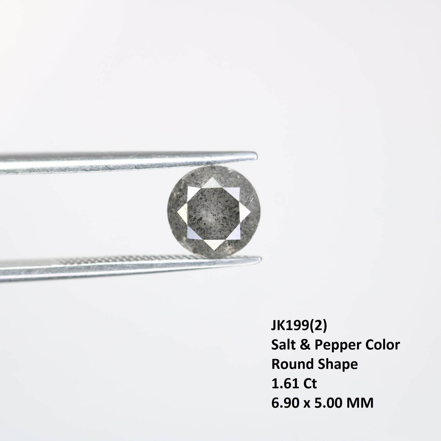 1.61 CT Salt And Pepper Round Brilliant Cut Diamond For Wedding Ring - JayKrishna Diamond