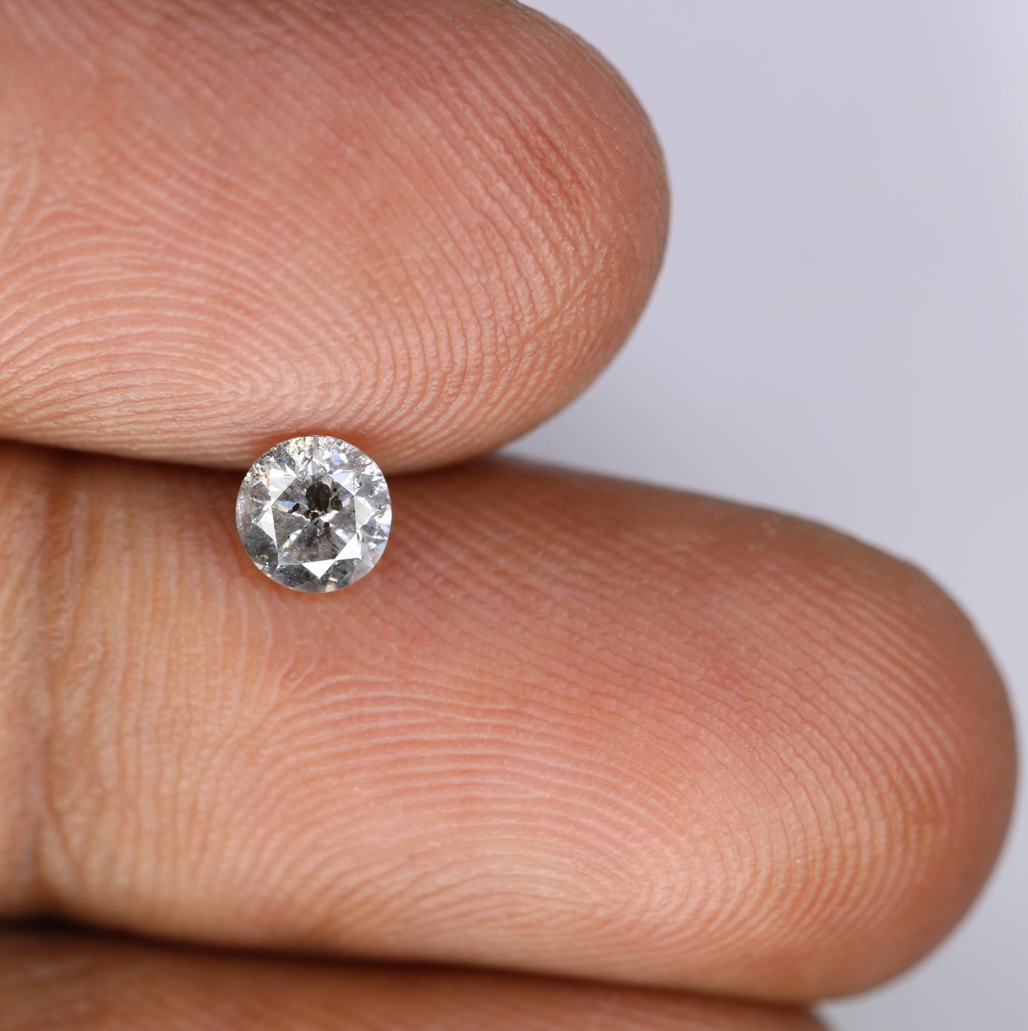 0.44 CT Salt and Pepper Round Brilliant Cut Diamond for Engagement Ring and Custom Artisan Jewelry Design - JayKrishna Diamond