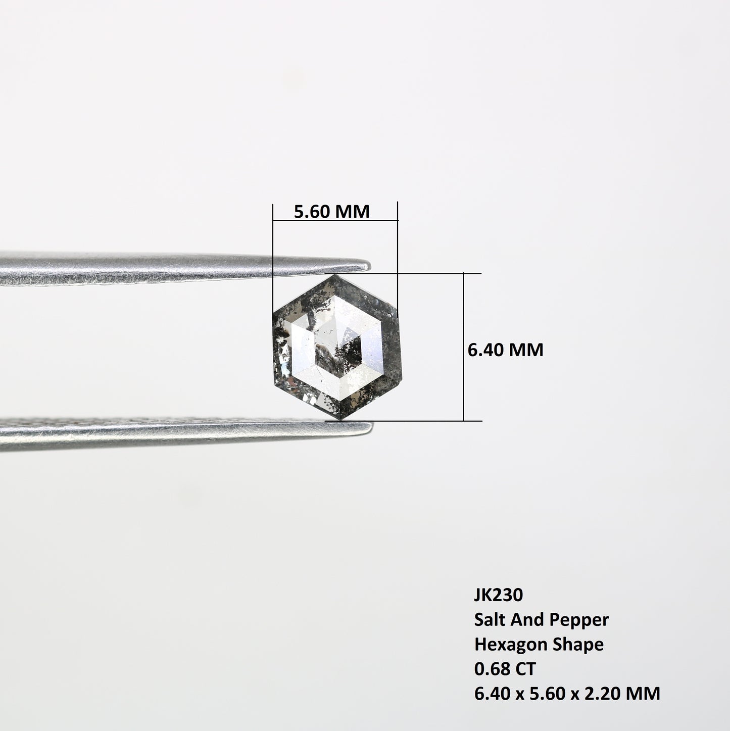 0.68 CT Hexagon Shape Salt And Pepper Diamond For Engagement Ring - JayKrishna Diamond