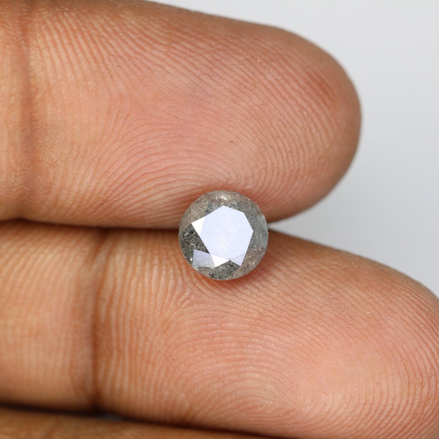 1.61 CT Salt And Pepper Round Brilliant Cut Diamond For Wedding Ring - JayKrishna Diamond