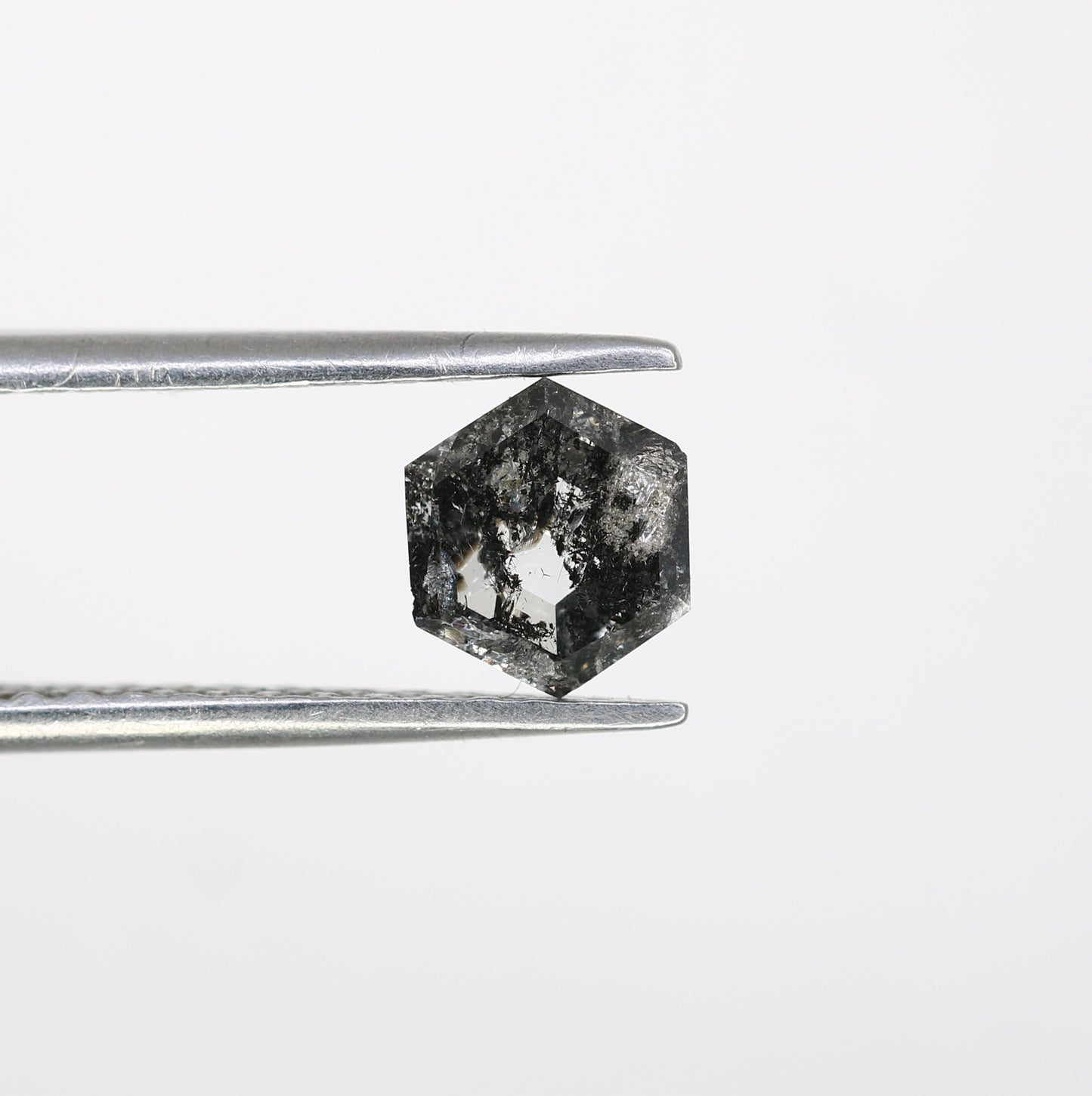 0.68 CT Hexagon Shape Salt And Pepper Diamond For Engagement Ring - JayKrishna Diamond