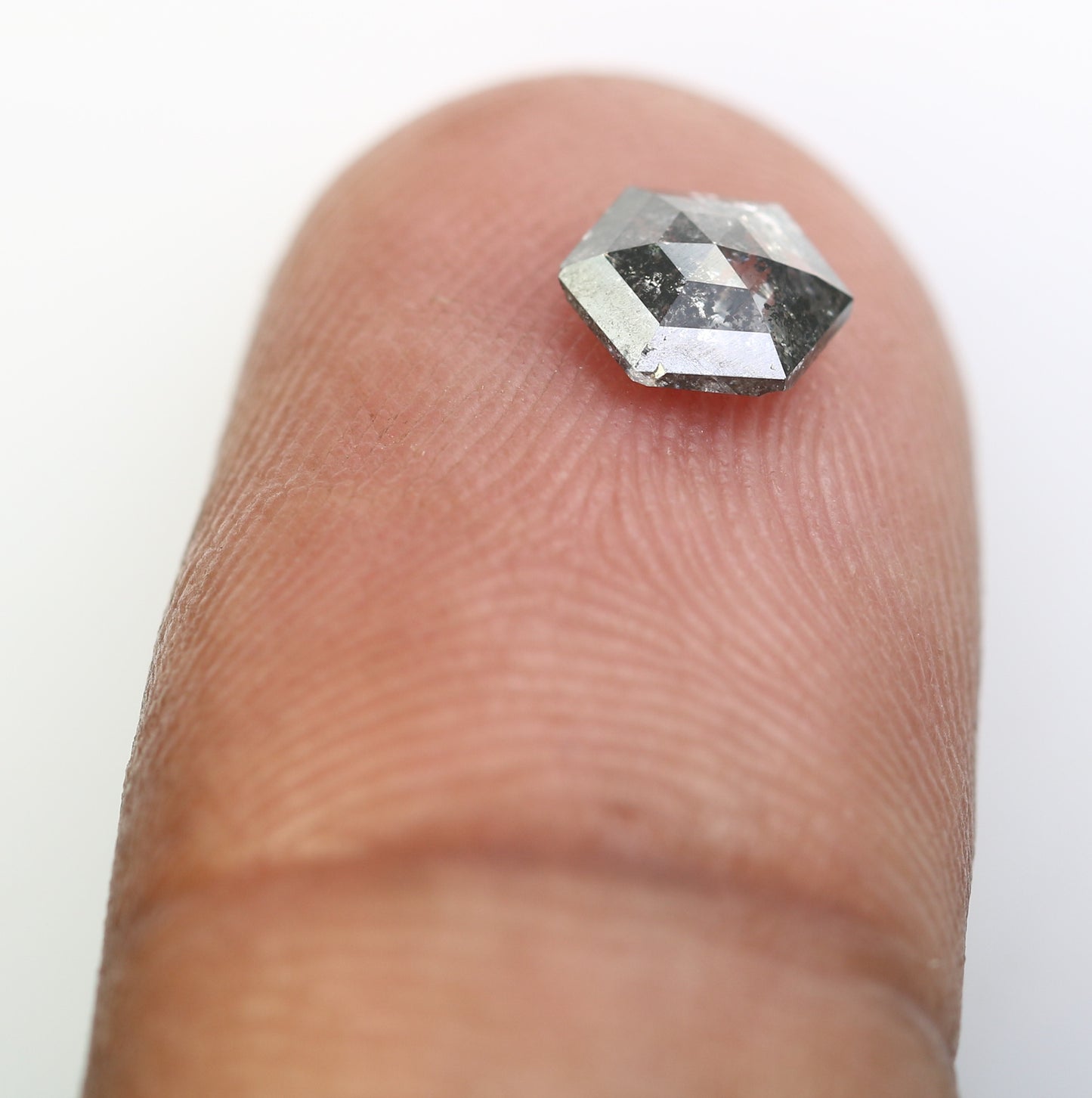 0.68 CT Hexagon Shape Salt And Pepper Diamond For Engagement Ring - JayKrishna Diamond