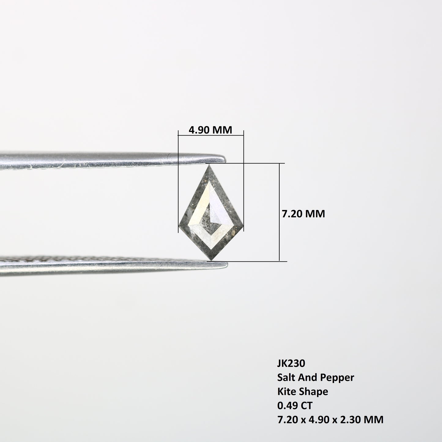 0.49 CT Salt And Pepper Kite Cut Loose Diamond For Engagement Ring - JayKrishna Diamond