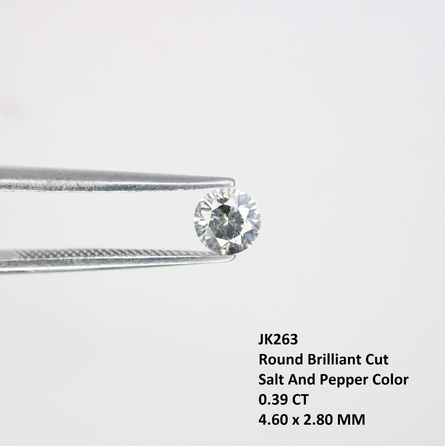 0.39 CT Salt and Pepper Round Brilliant Cut 4.60 x 2.80 MM Diamond for Custom Engagement Rings, Unique Fine Jewelry & Ethical Bridal Jewelry - JayKrishna Diamond