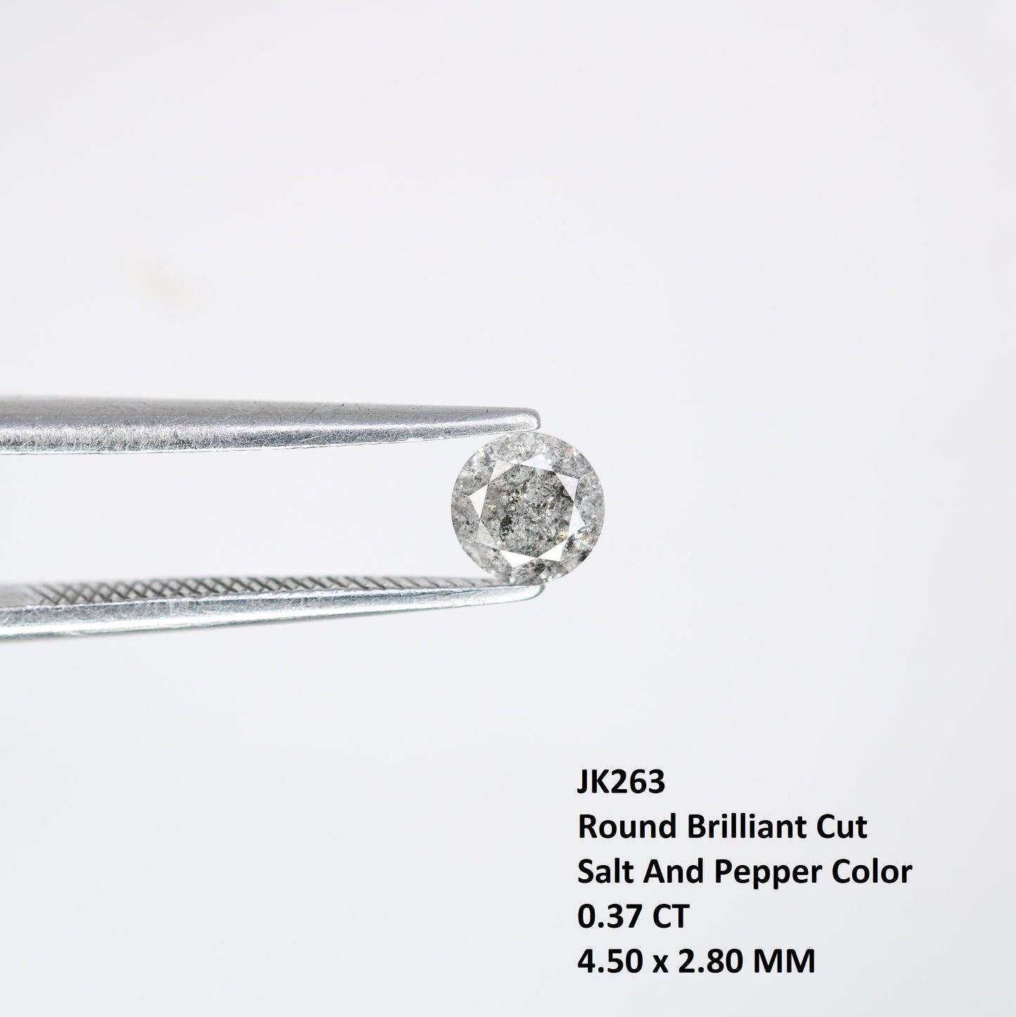 0.37 CT Round Brilliant Cut Salt and Pepper Diamond 4.50 x 2.80 MM | Natural Gemstone for Custom Engagement Rings, Unique Ethical Jewelry & Artisan Fine Jewelry - JayKrishna Diamond
