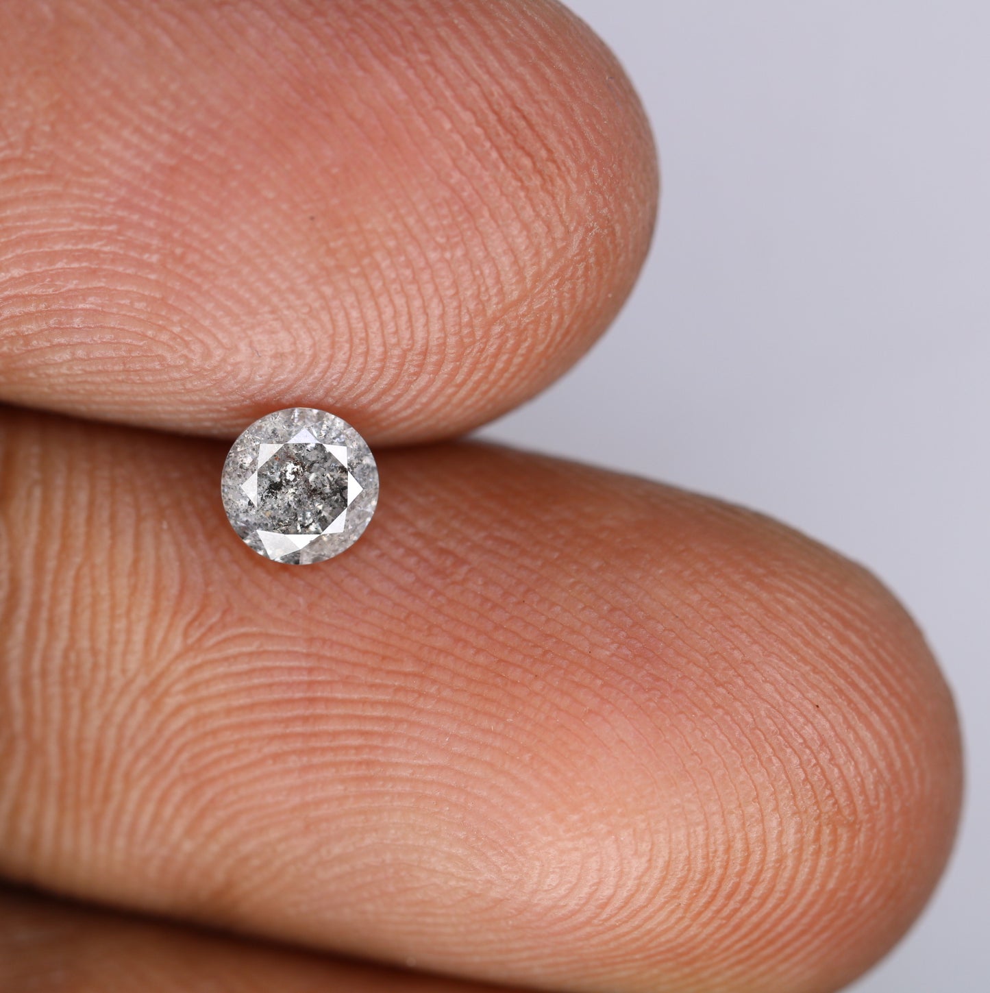 0.37 CT Round Brilliant Cut Salt and Pepper Diamond 4.50 x 2.80 MM | Natural Gemstone for Custom Engagement Rings, Unique Ethical Jewelry & Artisan Fine Jewelry - JayKrishna Diamond
