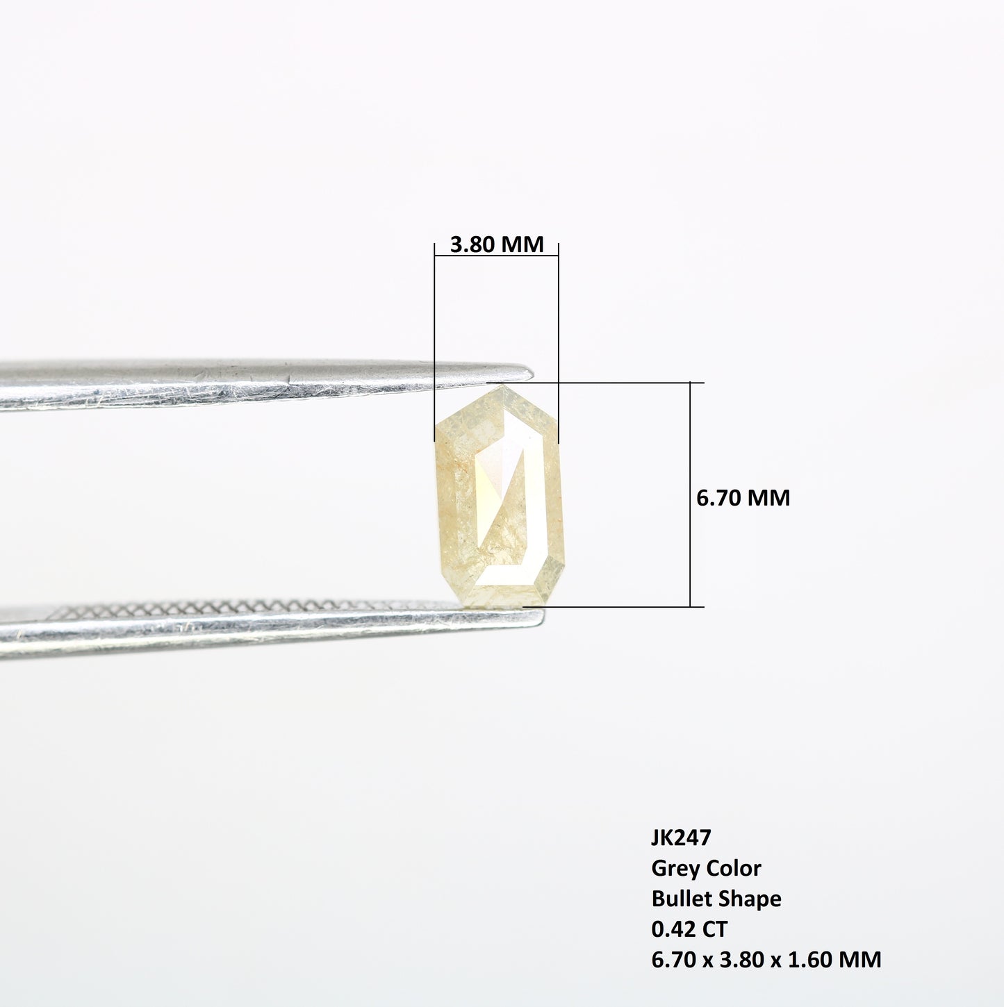 0.42 CT Bullet Shape Natural Grey Loose Fancy Diamond 6.70 MM for Designer Ring and Custom Fine Jewelry - JayKrishna Diamond