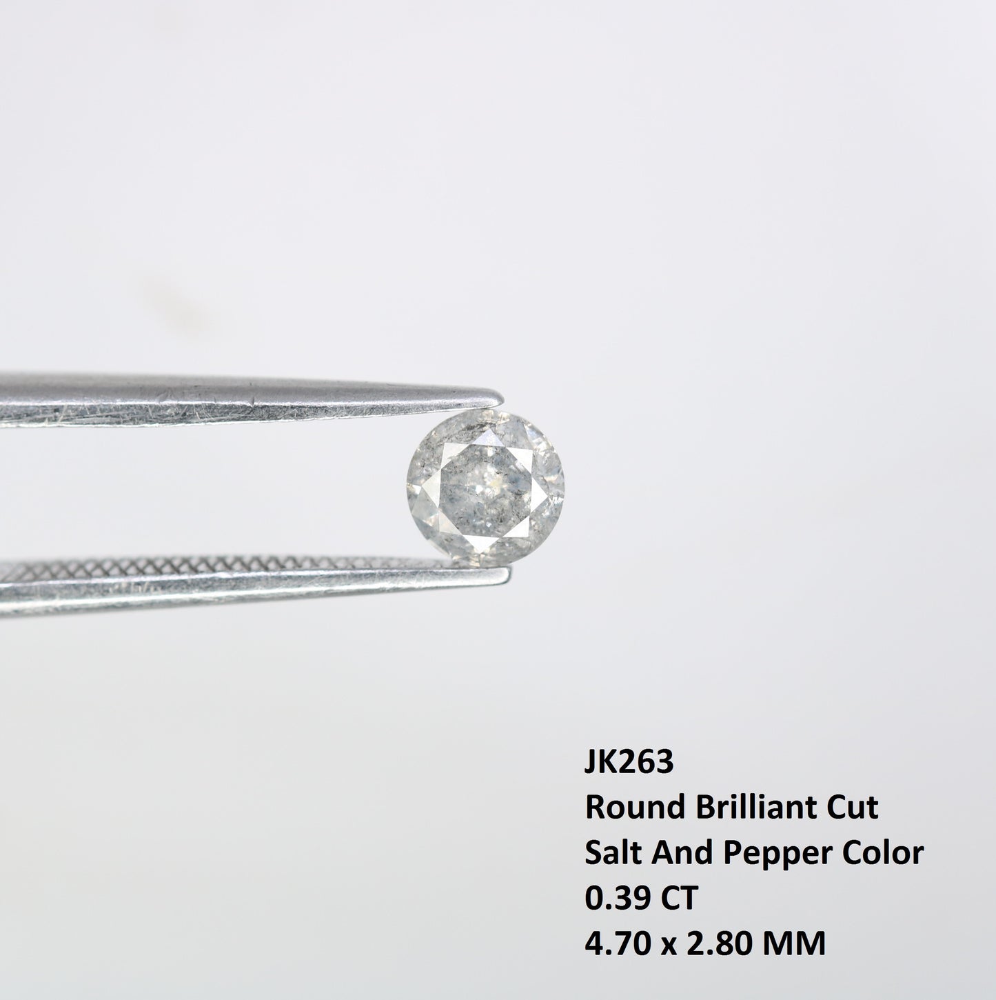0.39 CT 4.70 MM Natural Loose Round Brilliant Cut Salt and Pepper Diamond for Custom Engagement Rings, Unique Fine Jewelry & Ethical Bridal Jewelry - JayKrishna Diamond