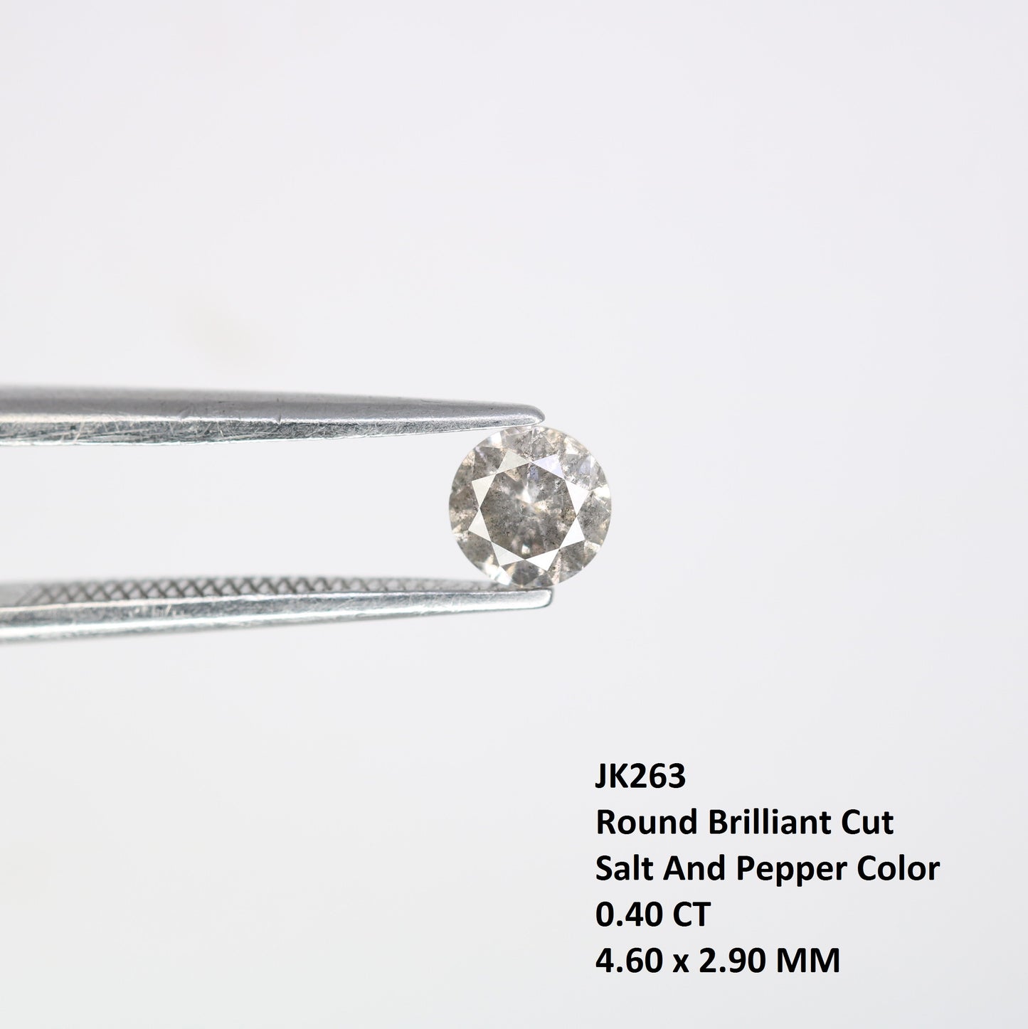 0.40 CT Salt And Pepper 4.60 x 2.90 MM Round Brilliant Cut Loose Diamond For Engagement Ring - JayKrishna Diamond
