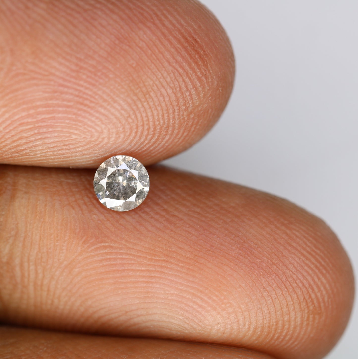 0.40 CT Salt And Pepper 4.60 x 2.90 MM Round Brilliant Cut Loose Diamond For Engagement Ring - JayKrishna Diamond