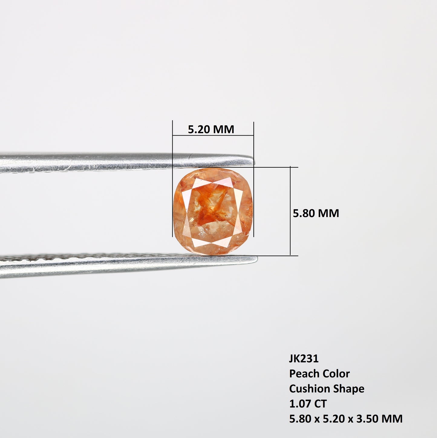1.07 CT Peach Cushion Shape Loose Diamond For Engagement Ring - JayKrishna Diamond