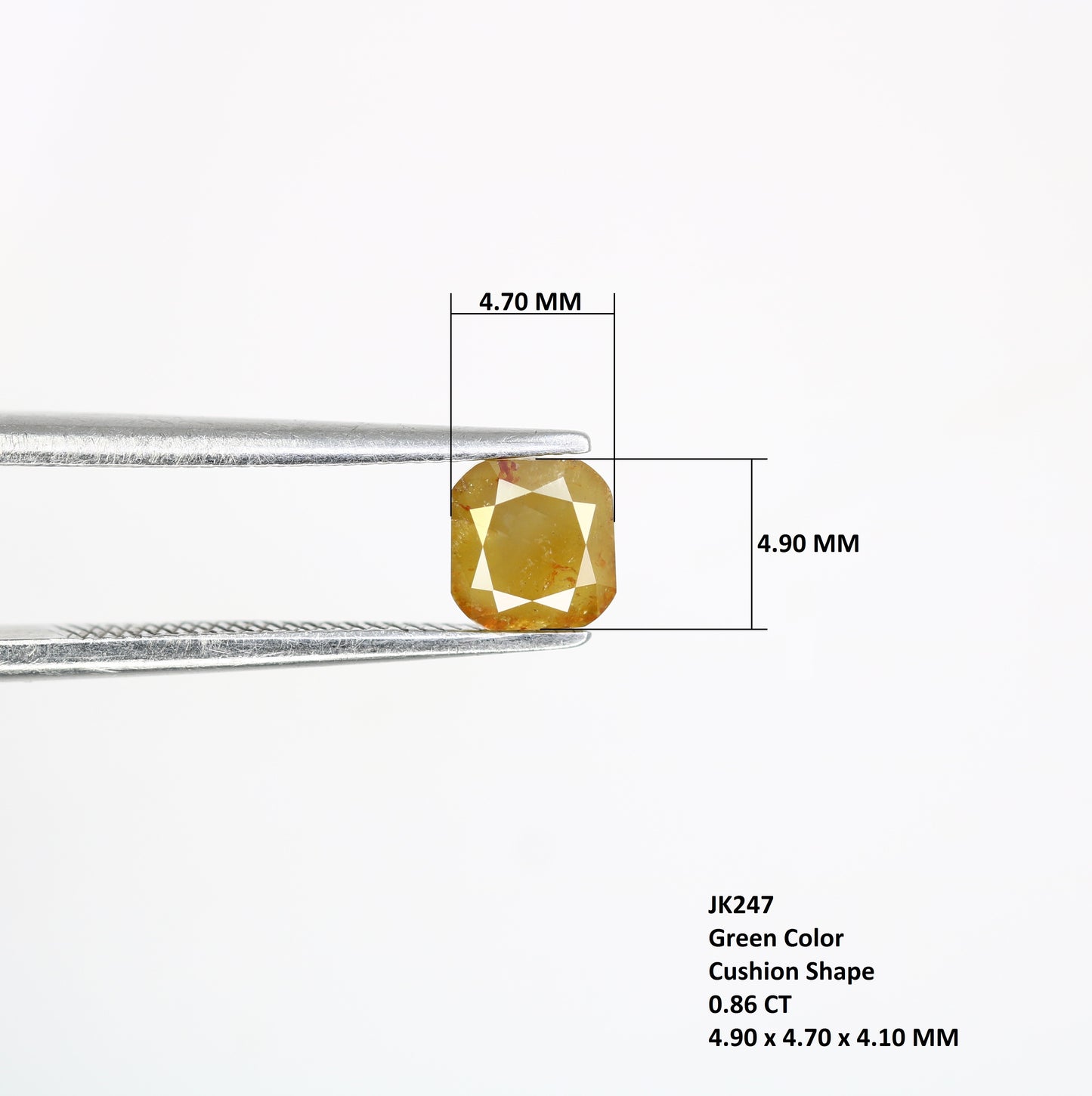 0.86 CT 4.90 MM Fancy Green Cushion Shape Diamond For Fancy Designer Jewelry - JayKrishna Diamond
