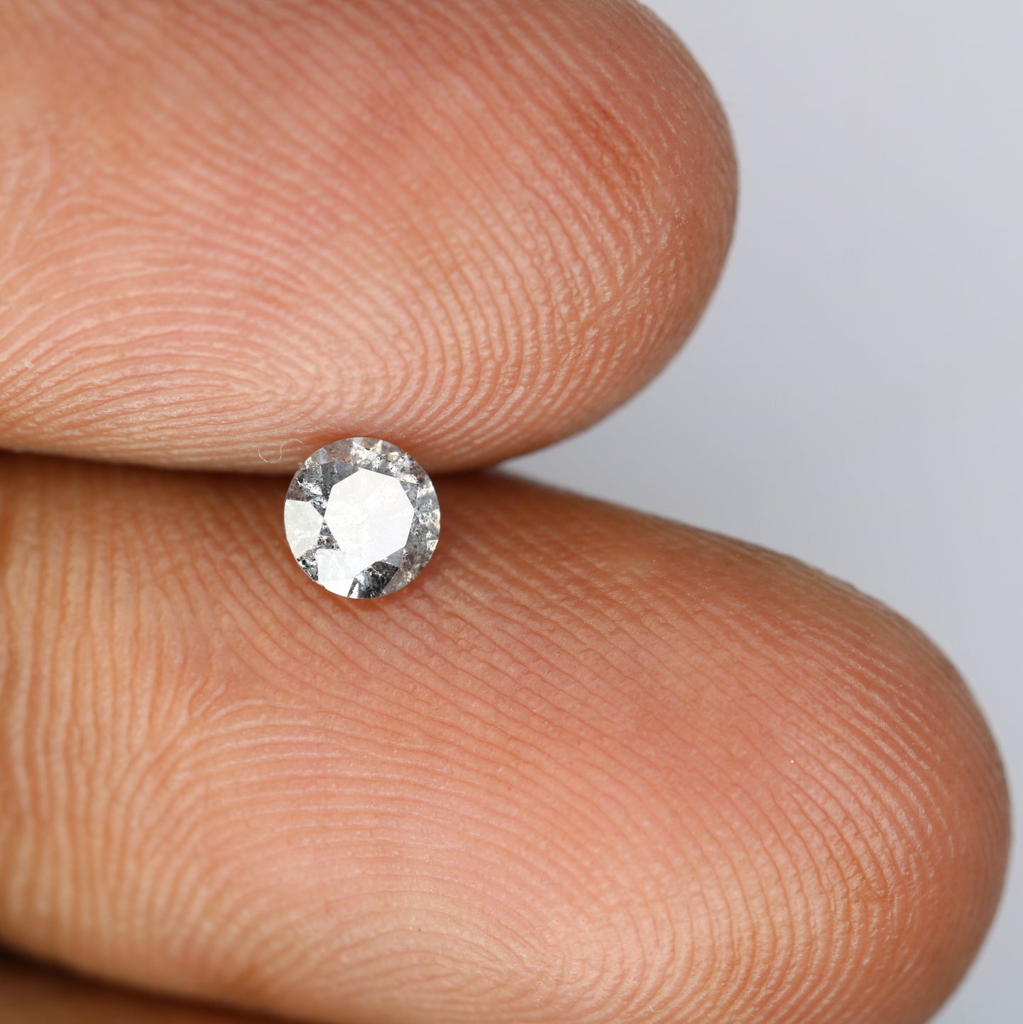 Unique 0.35 CT Salt & Pepper Round Brilliant Cut Diamond | Ethical Engagement Ring | 4.50 x 2.80 MM - JayKrishna Diamond