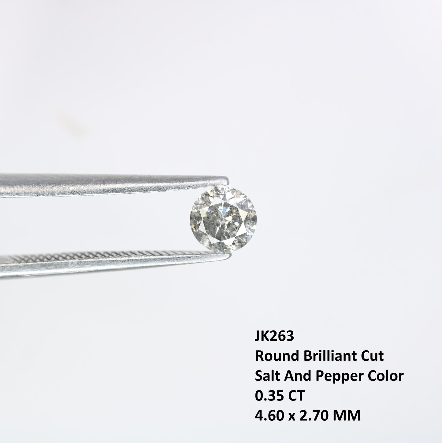 Unique 0.35 CT Salt & Pepper Round Brilliant Cut Diamond | Perfect for Engagement Rings | 4.60 MM - JayKrishna Diamond