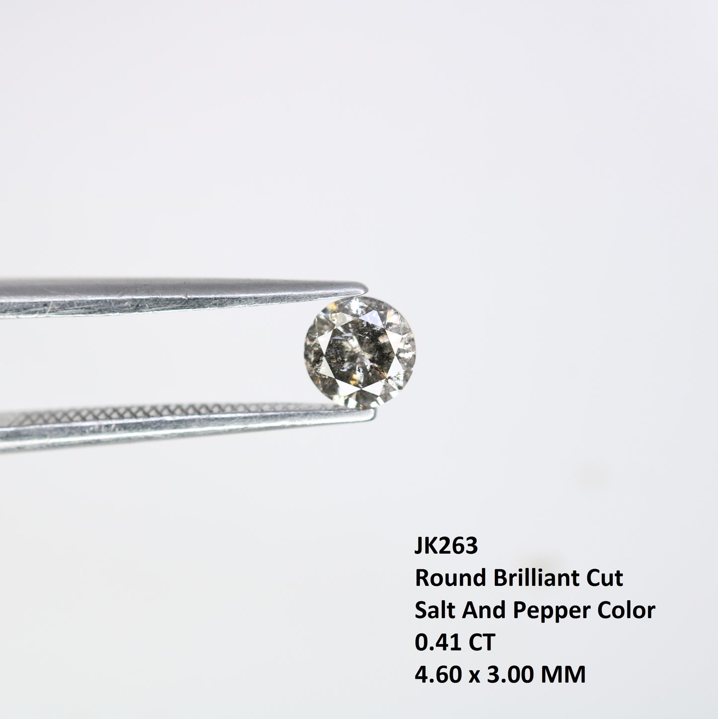 Unique 0.41 CT Salt & Pepper Round Brilliant Cut Diamond | Perfect for Engagement Rings | 4.60 x 3.00 MM - JayKrishna Diamond