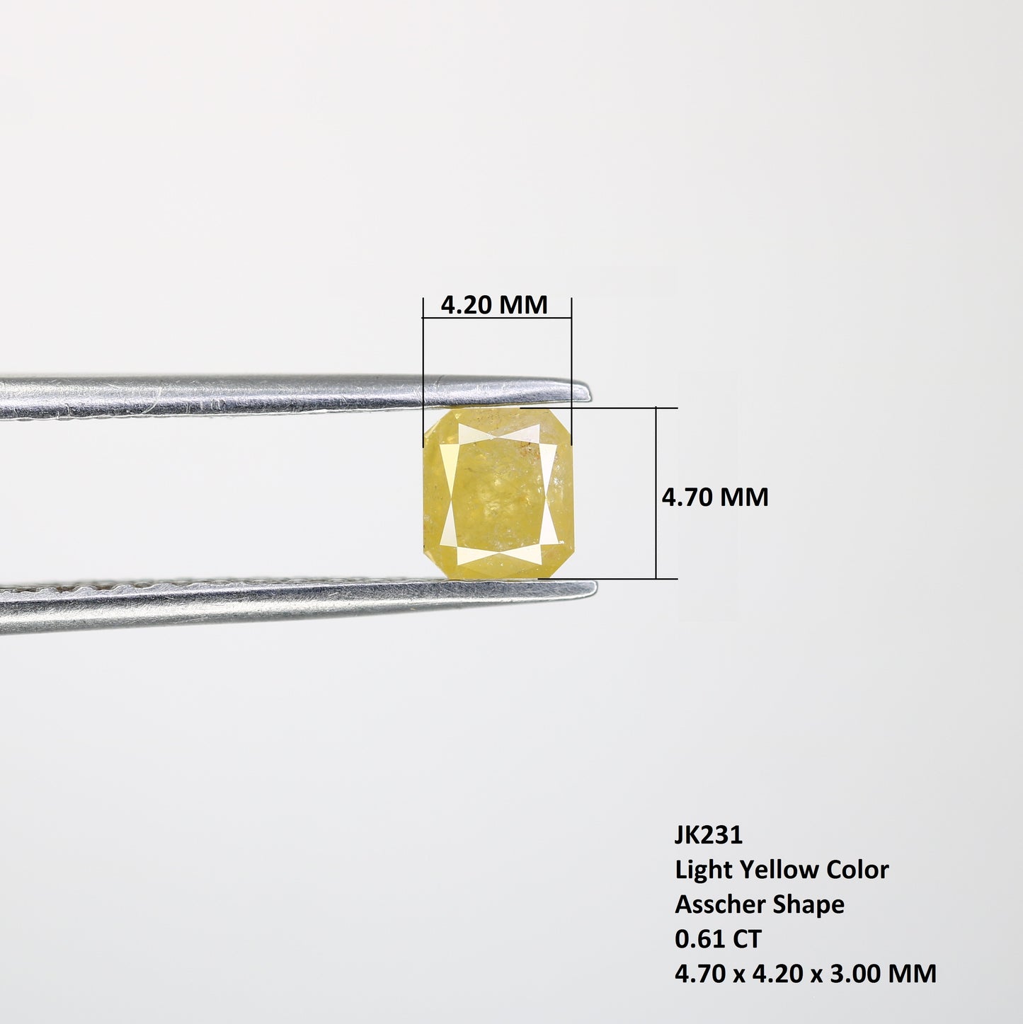 0.61 CT Asscher Shape Yellow Diamond for a Stunning Engagement Ring: Unique Gemstone Jewelry Piece - JayKrishna Diamond