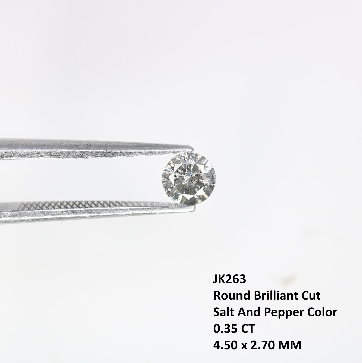 Unique 0.35 CT Salt & Pepper Round Brilliant Cut Diamond | Perfect for Engagement Rings | 4.50 MM - JayKrishna Diamond