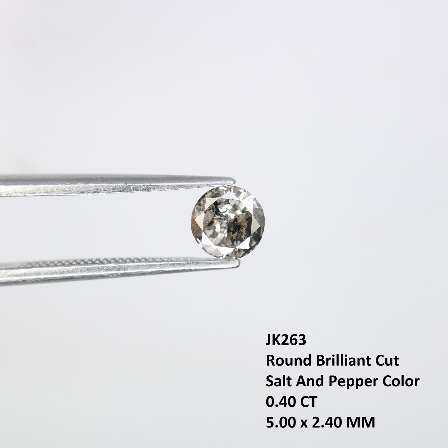 0.40 CT 5.00 x 2.40 MM Round Brilliant Cut Salt and Pepper Diamond for Custom Engagement Rings, Unique Fine Jewelry & Ethical Bridal Jewelry - JayKrishna Diamond