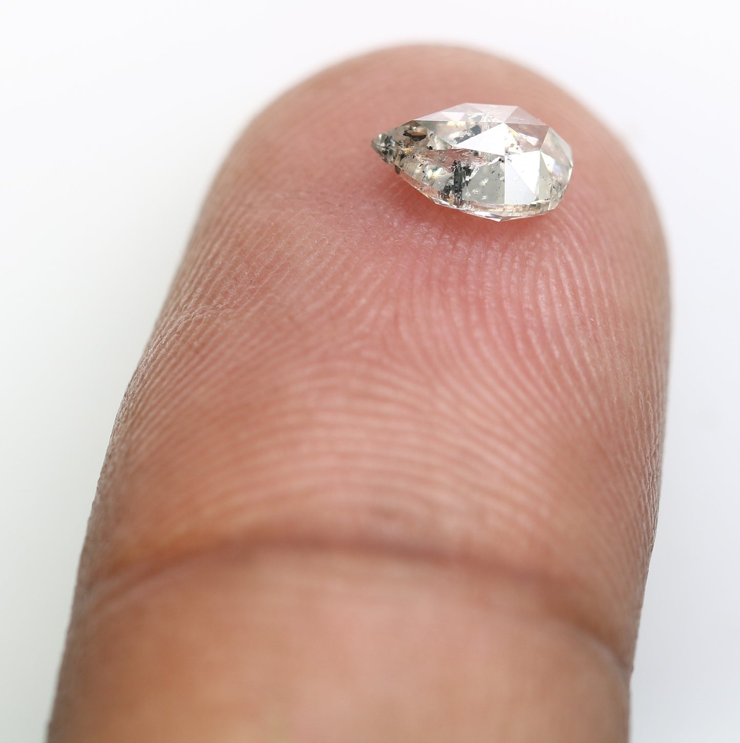0.73 CT Salt And Pepper Pear Shape Diamond For Engagement Ring - JayKrishna Diamond