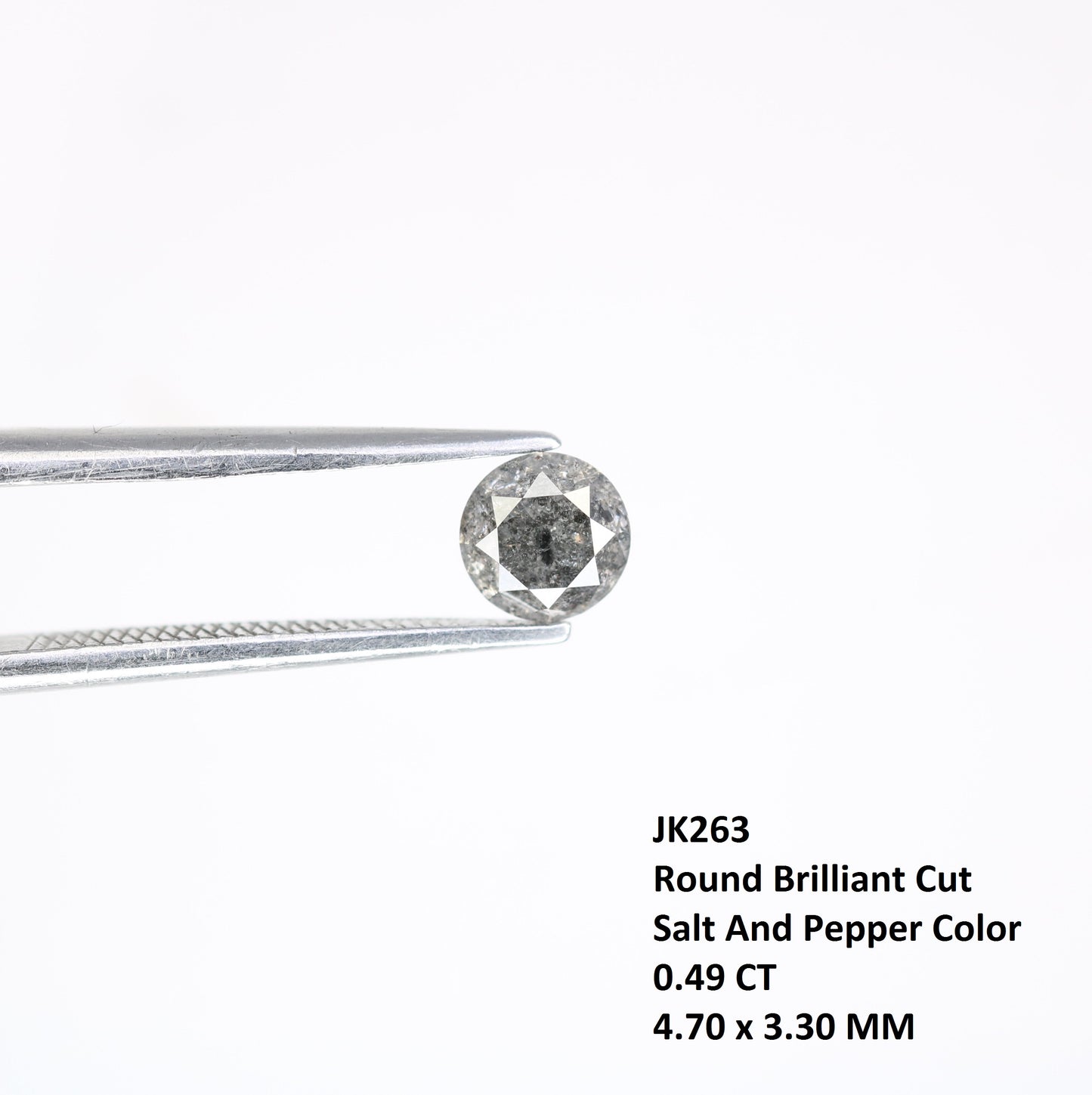 0.49 CT 4.70 MM Salt And Pepper Natural Round Brilliant Cut Diamond For Engagement Ring - JayKrishna Diamond