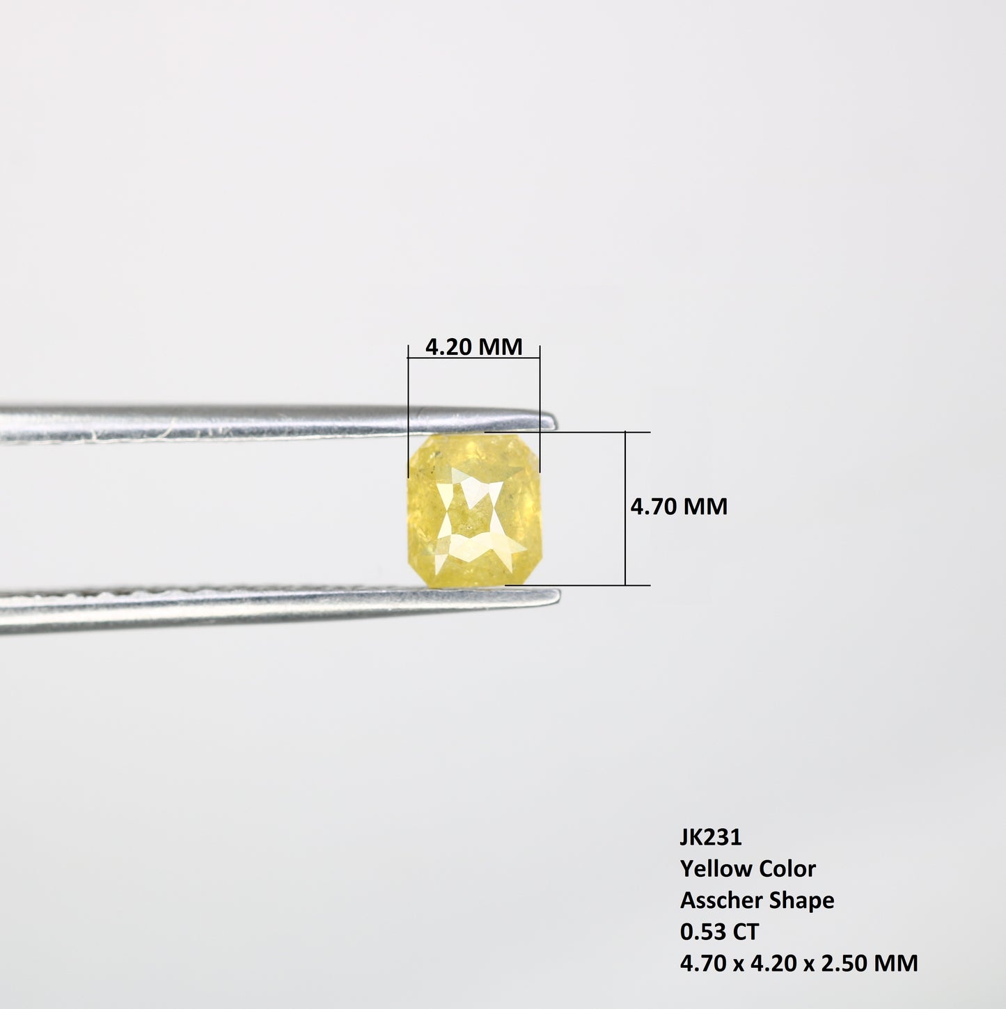0.53 CT Asscher Shape Yellow Diamond For Engagement Ring - JayKrishna Diamond