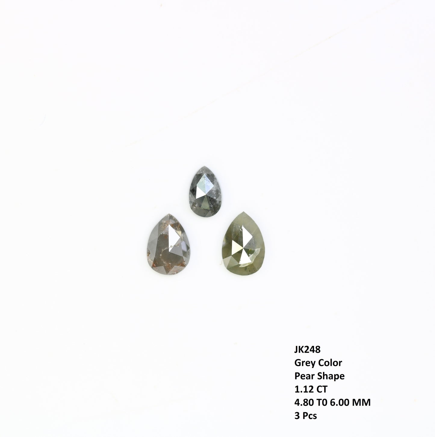 1.12 CT Pear Shaped Natural Grey Color 6.00 MM Fancy Diamond For Designer Ring - JayKrishna Diamond