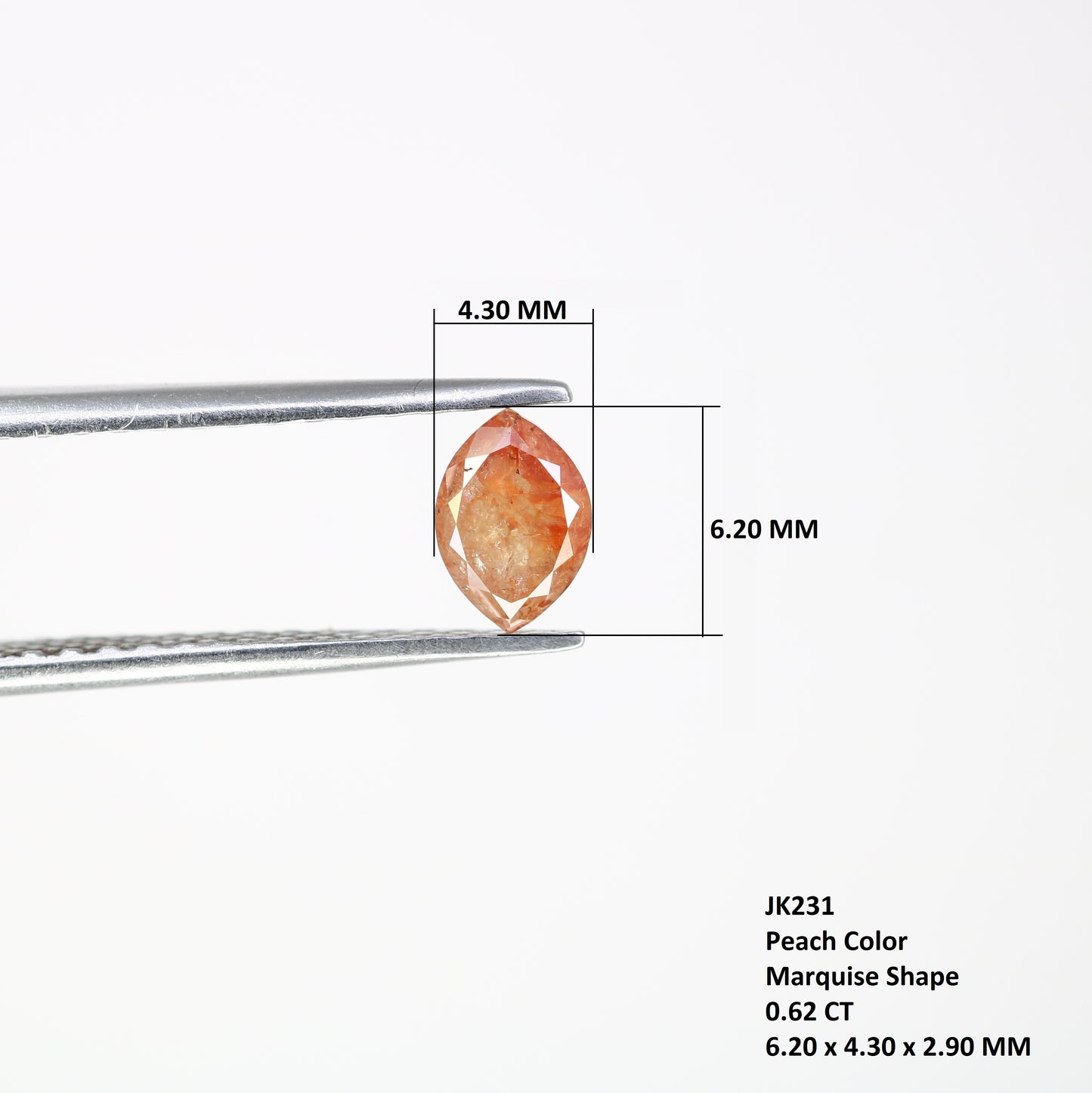 0.62 CT Marquise Shape Peach Diamond (6.20 MM) for a Captivating Engagement Ring: Distinctive Gemstone Jewelry Choice - JayKrishna Diamond