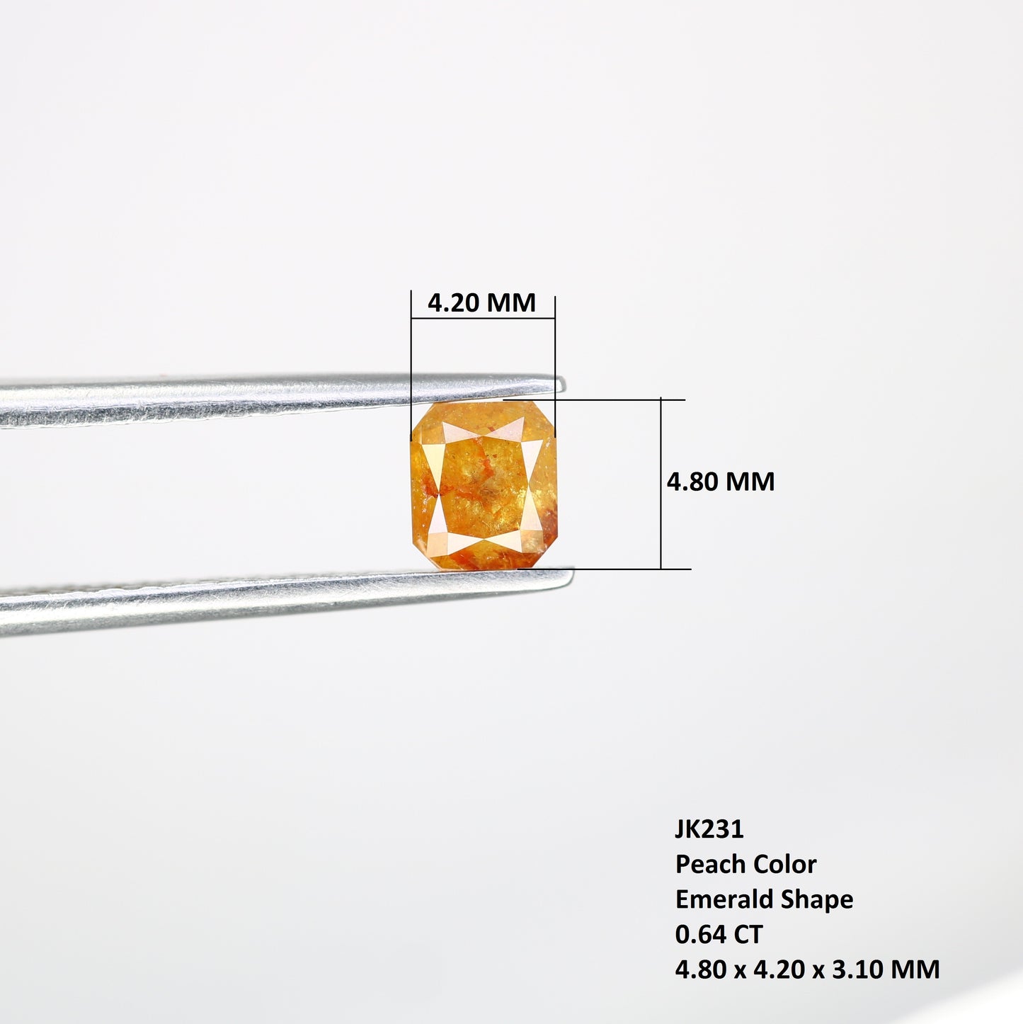 0.64 CT Emerald Shape Peach Diamond for a Stunning Engagement Ring: Distinctive Gemstone Jewelry Piece - JayKrishna Diamond