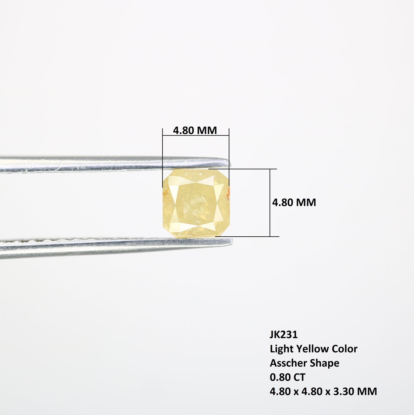 0.80 CT Asscher Shape Light Yellow Diamond For Engagement Ring - JayKrishna Diamond