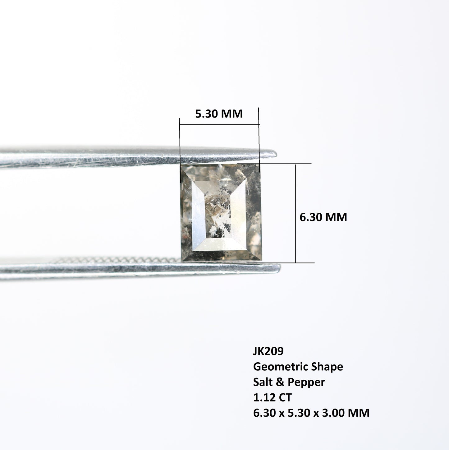 1.12 Ct Salt And Pepper Loose Geometric Shaped Diamond For Engagement Ring - JayKrishna Diamond