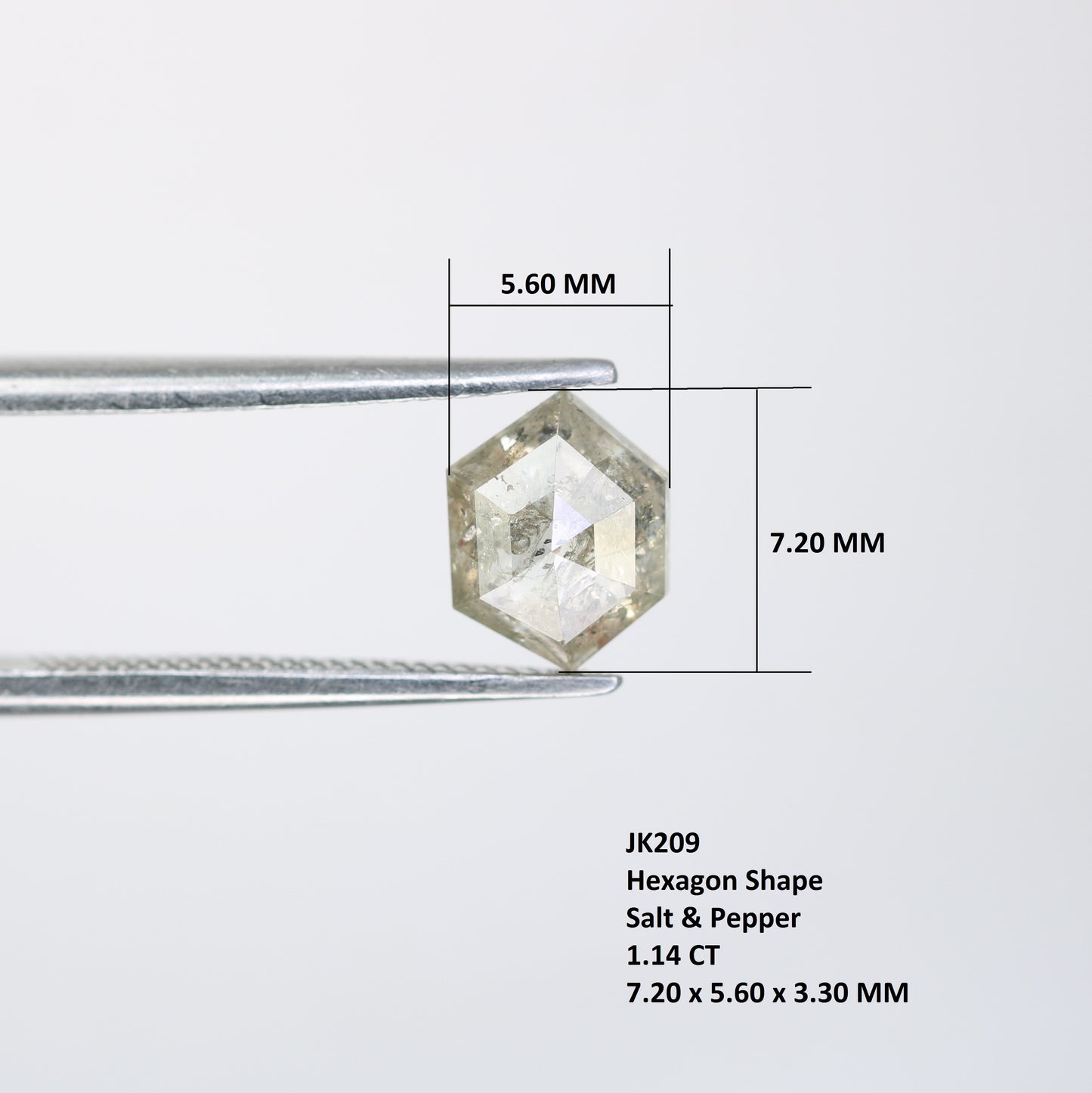 1.14 Carat Salt And Pepper Natural Loose Hexagon Shaped Diamond For Wedding Ring - JayKrishna Diamond
