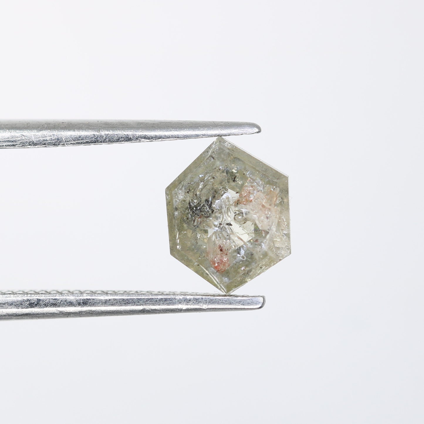 1.14 Carat Salt And Pepper Natural Loose Hexagon Shaped Diamond For Wedding Ring - JayKrishna Diamond