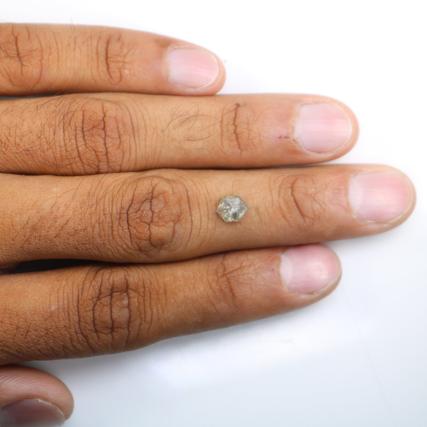 1.14 Carat Salt And Pepper Natural Loose Hexagon Shaped Diamond For Wedding Ring - JayKrishna Diamond