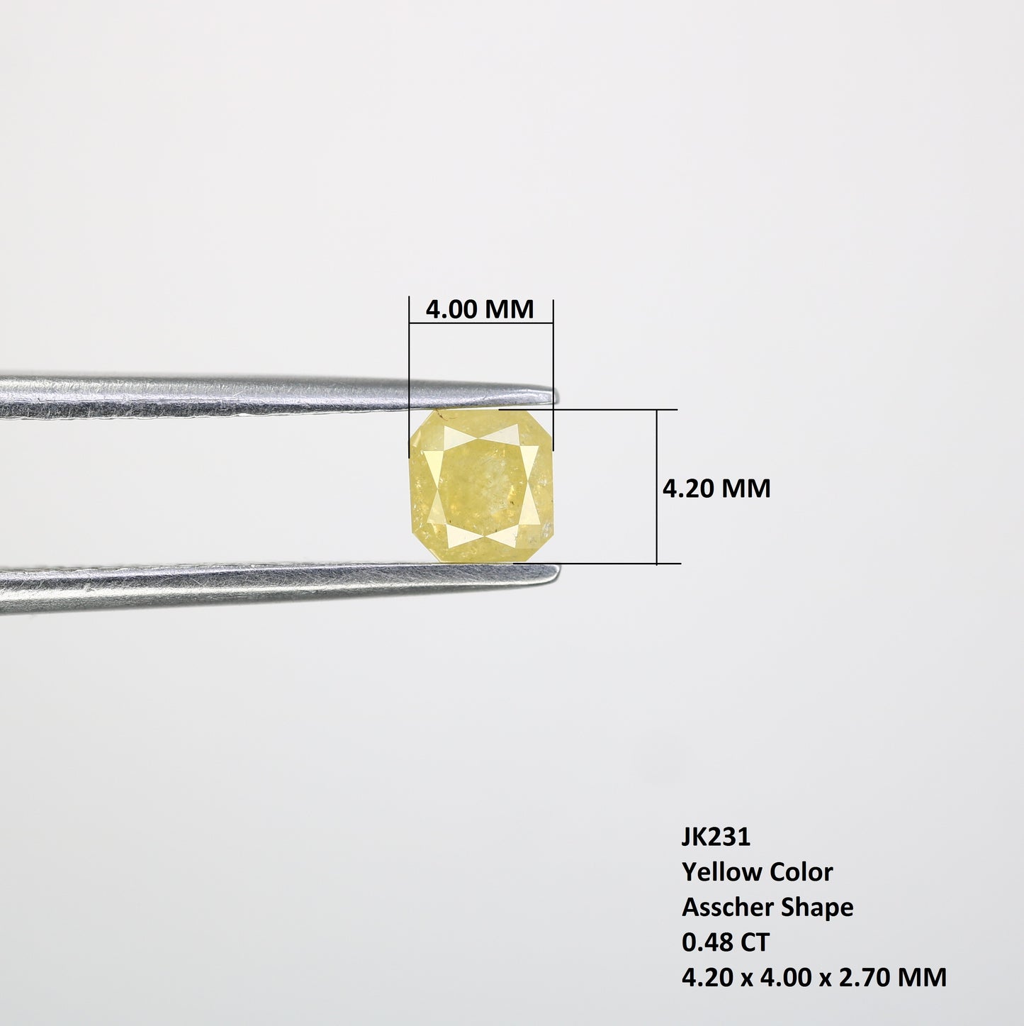 0.48 CT Loose Asscher Shape Yellow Diamond For Engagement Ring - JayKrishna Diamond