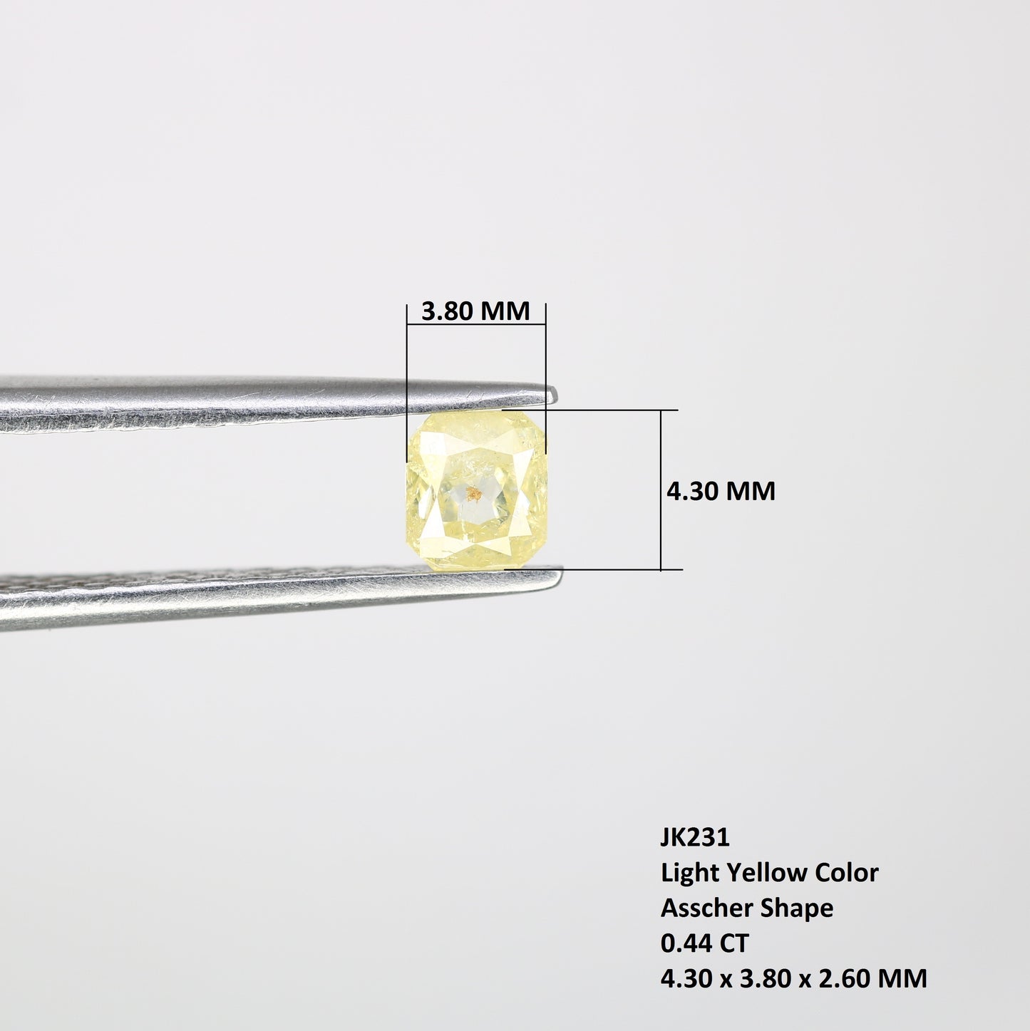 0.44 CT Light Yellow Loose Asscher Shape Diamond for Engagement Ring and Custom Bridal Jewelry Design - JayKrishna Diamond