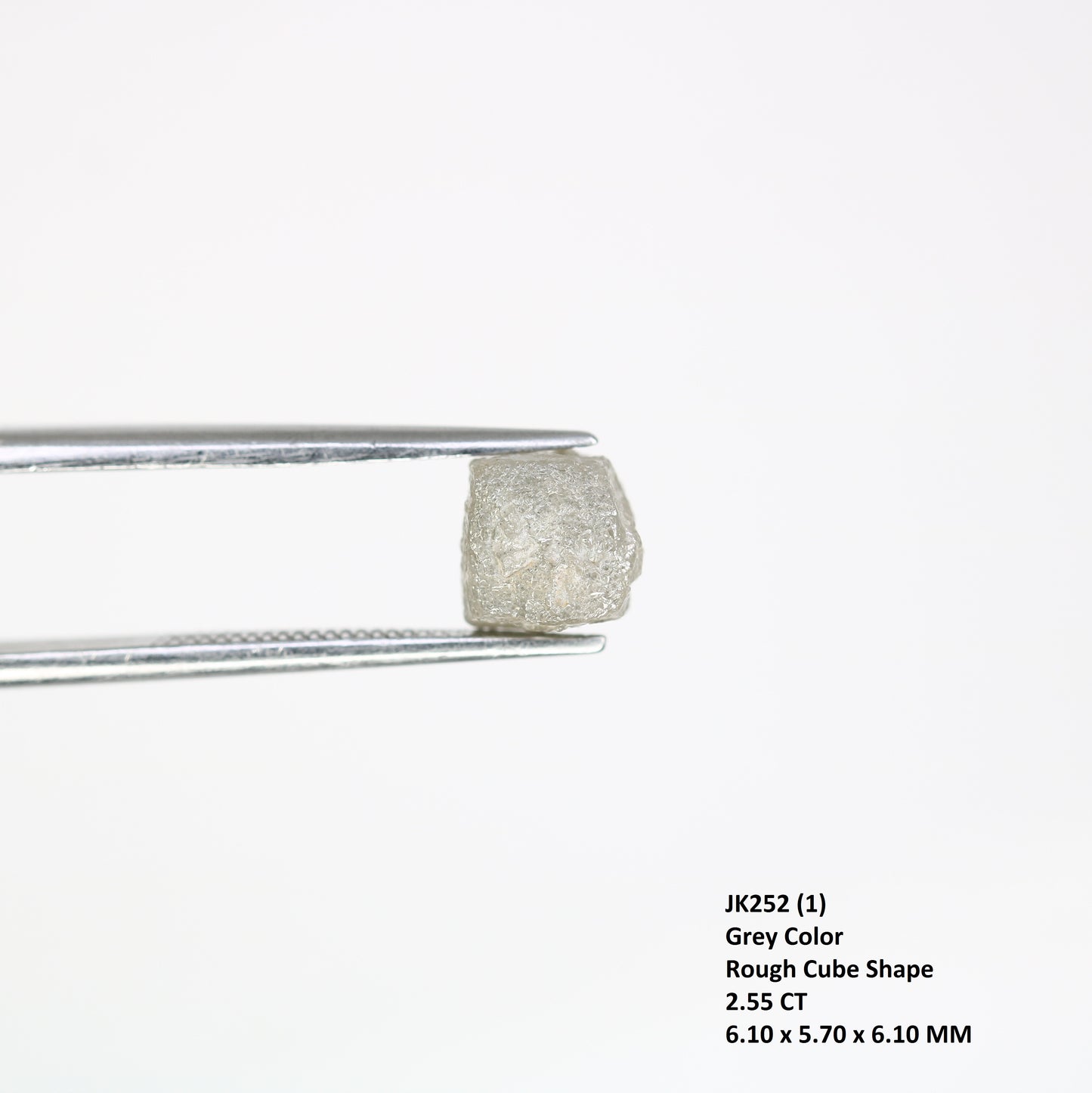 2.55 Carat Natural Grey Raw Congo Cube Rough Diamond - JayKrishna Diamond