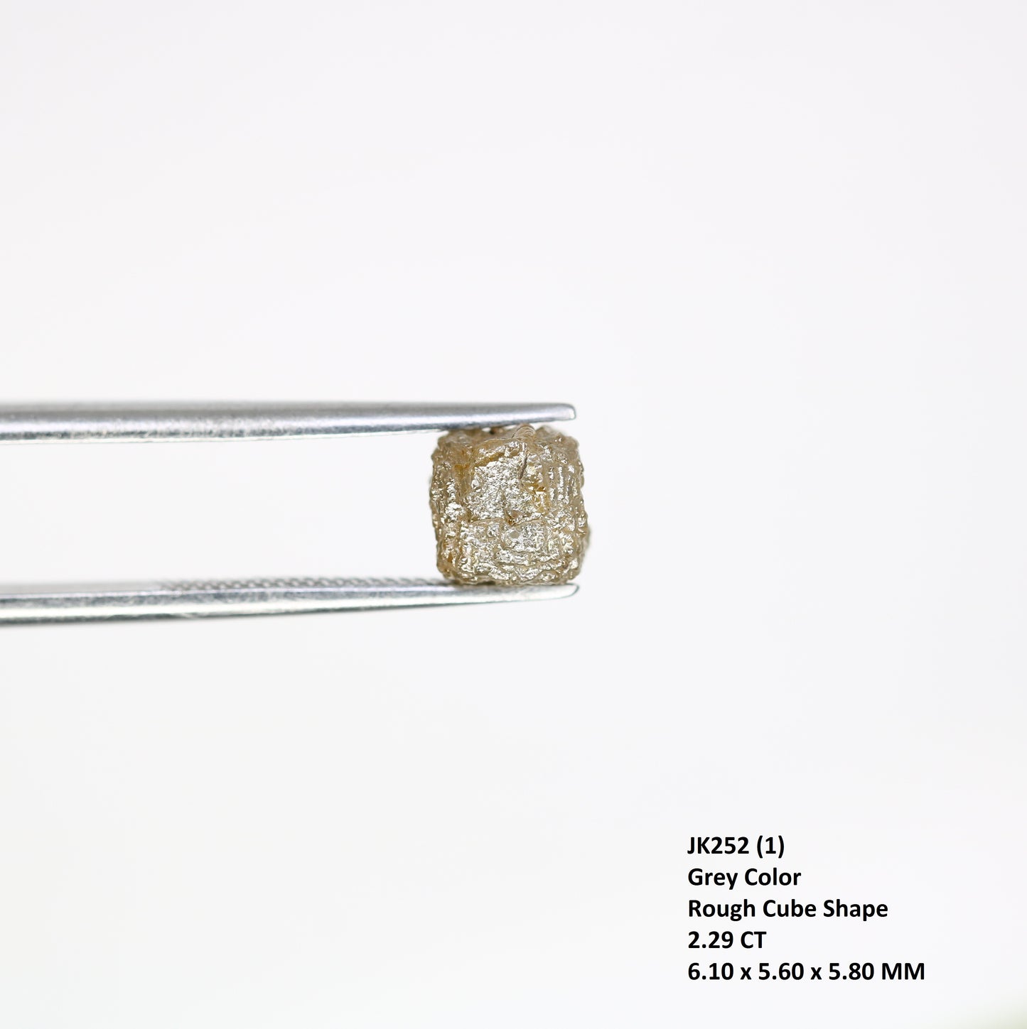 2.29 Carat Natural Grey Color Congo Cube Shape Raw Diamond For Wedding Ring - JayKrishna Diamond