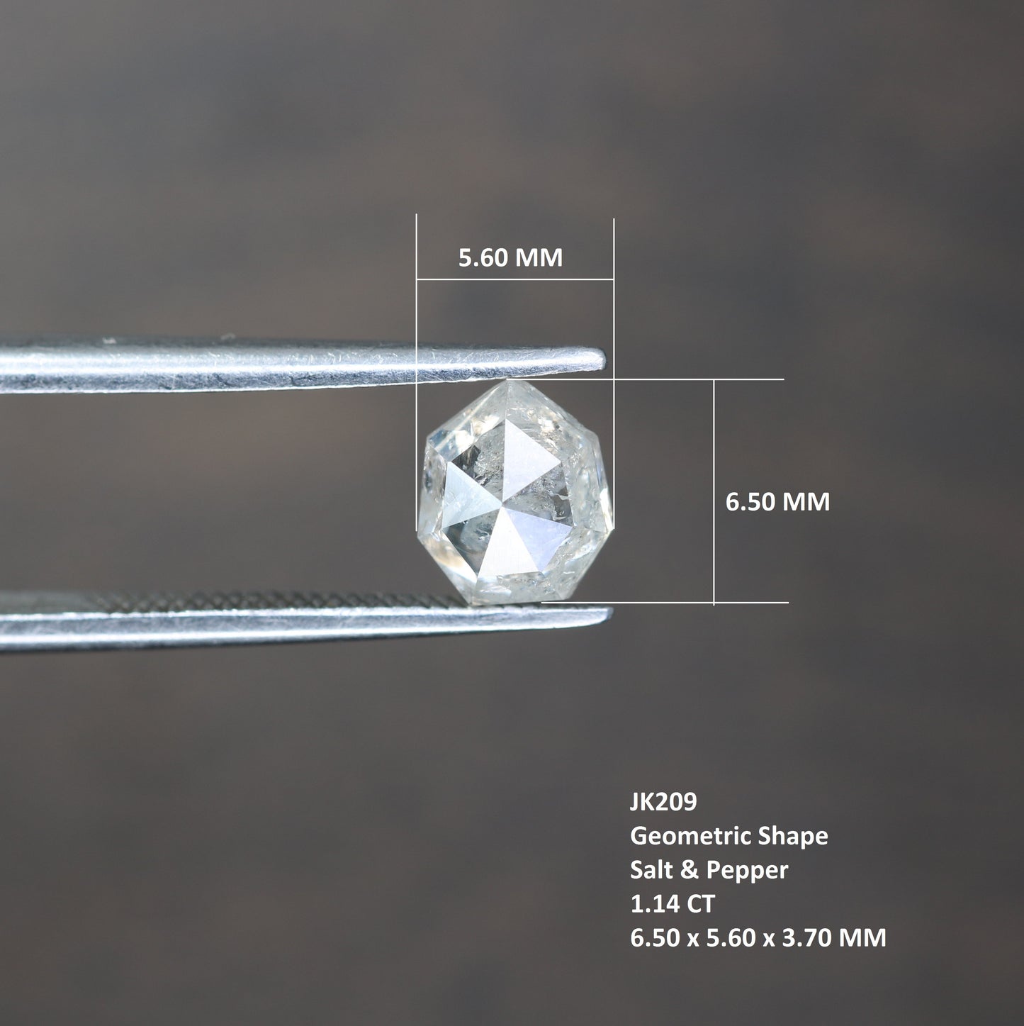 1.14 Carat Geometric Shape Natural Loose Salt And Pepper Diamond Ring - JayKrishna Diamond