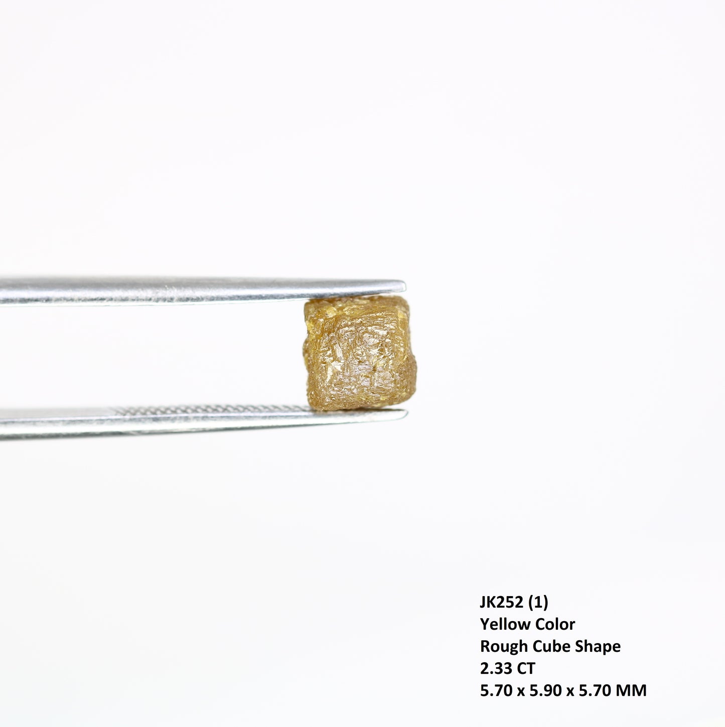 2.33 Carat Natural Loose Yellow Color Congo Cube Rough Diamond For Diamond Jewelry - JayKrishna Diamond