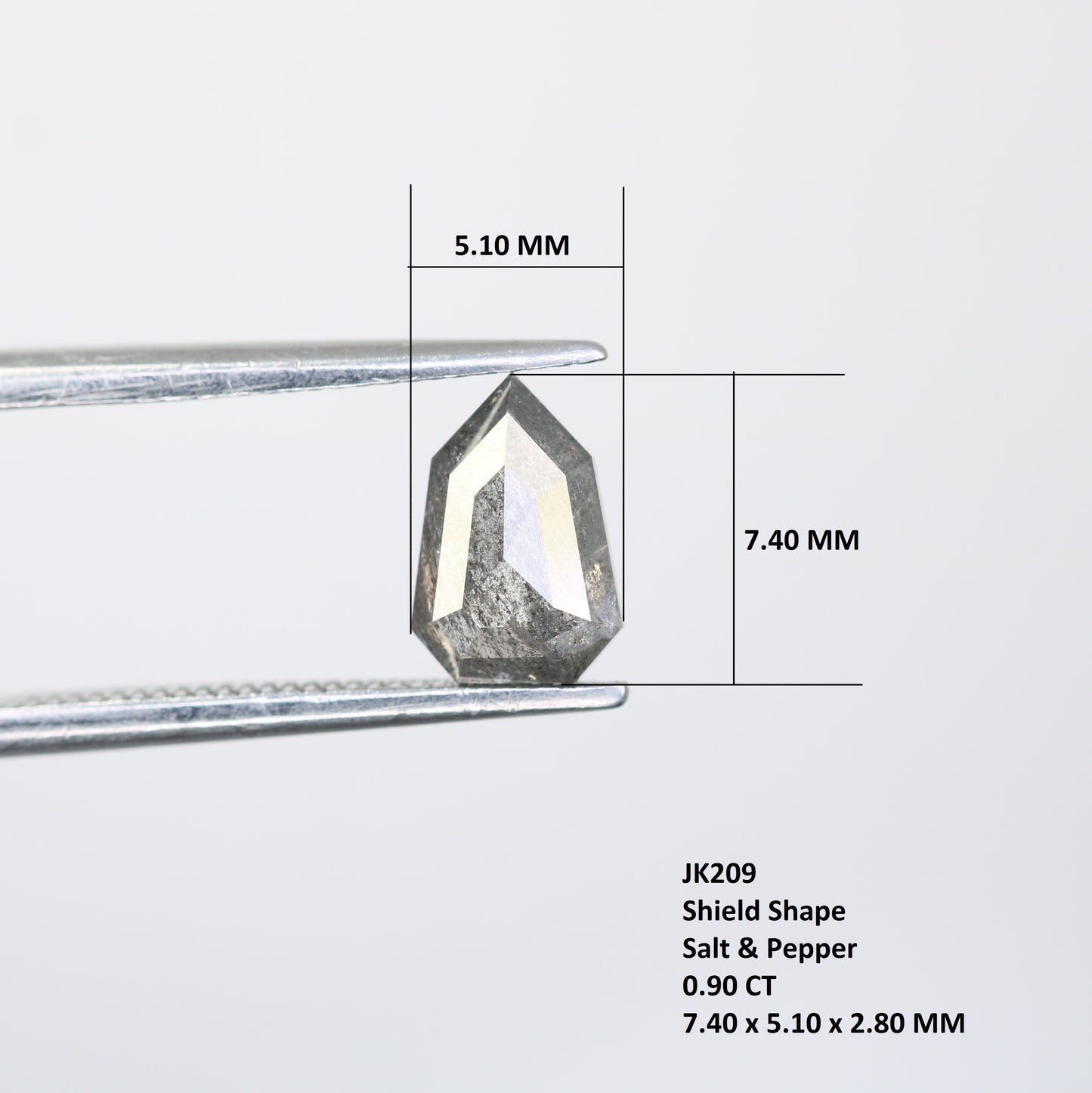 0.90 Carat Shield Shape Loose Salt And Pepper Diamond - JayKrishna Diamond