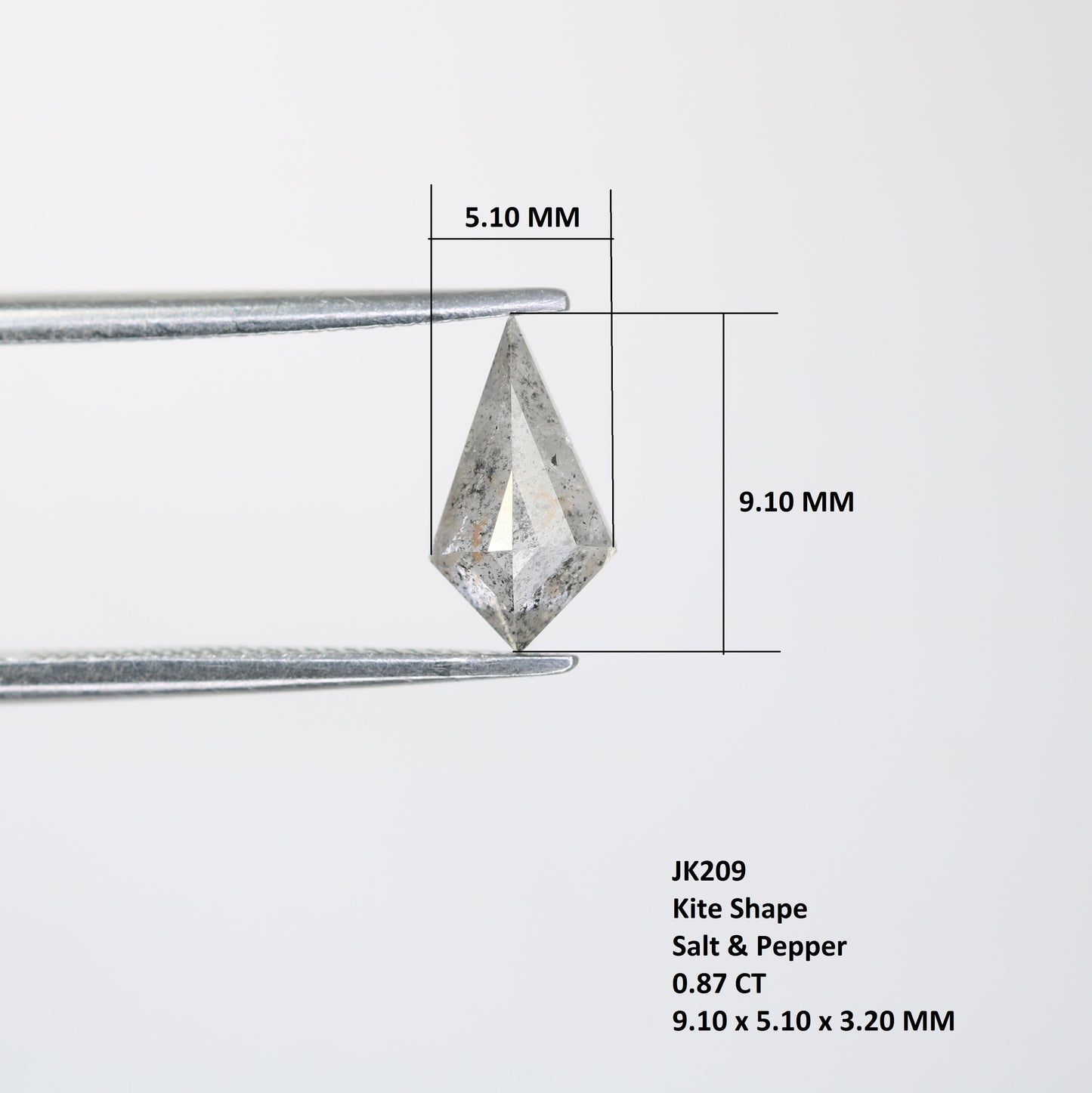 Kite Shape Diamond 0.87 Carat Loose Salt And Pepper Diamond Ring - JayKrishna Diamond