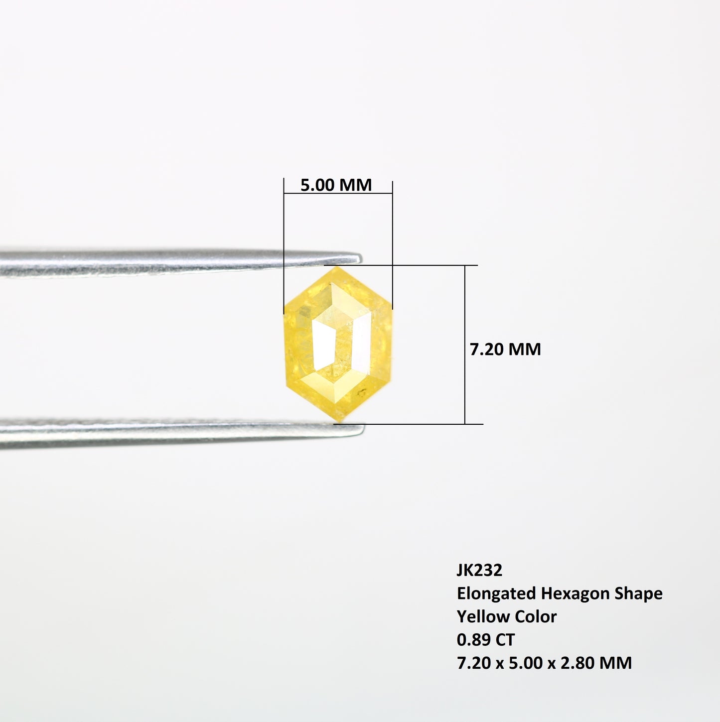 0.89 CT 7.20 MM Yellow Elongated Hexagon Shape Diamond For Wedding Ring - JayKrishna Diamond
