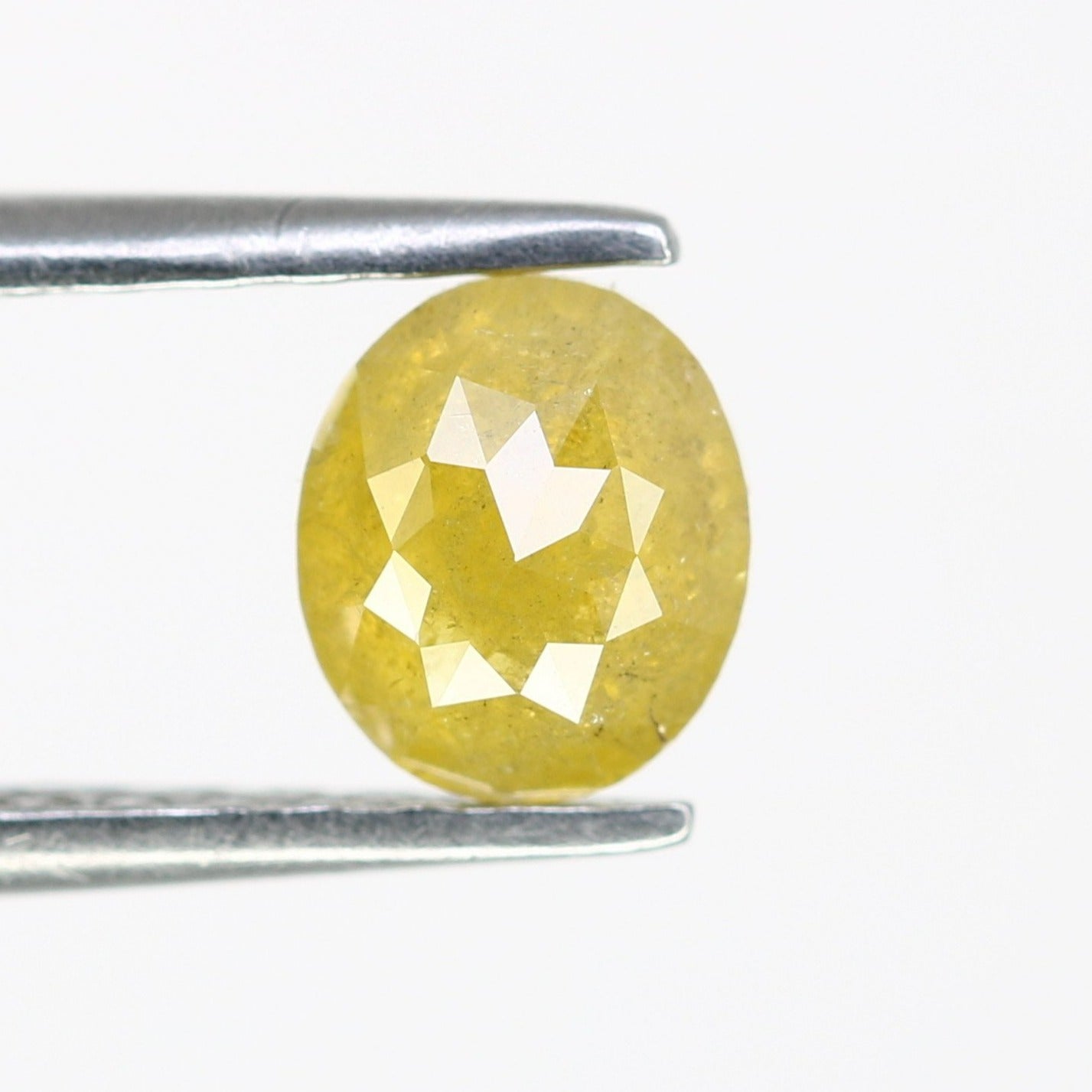 0.74 CT 5.8 x 5.0 MM Natural Yellow Rustic Ova Cut Diamond For Engagement Ring - JayKrishna Diamond