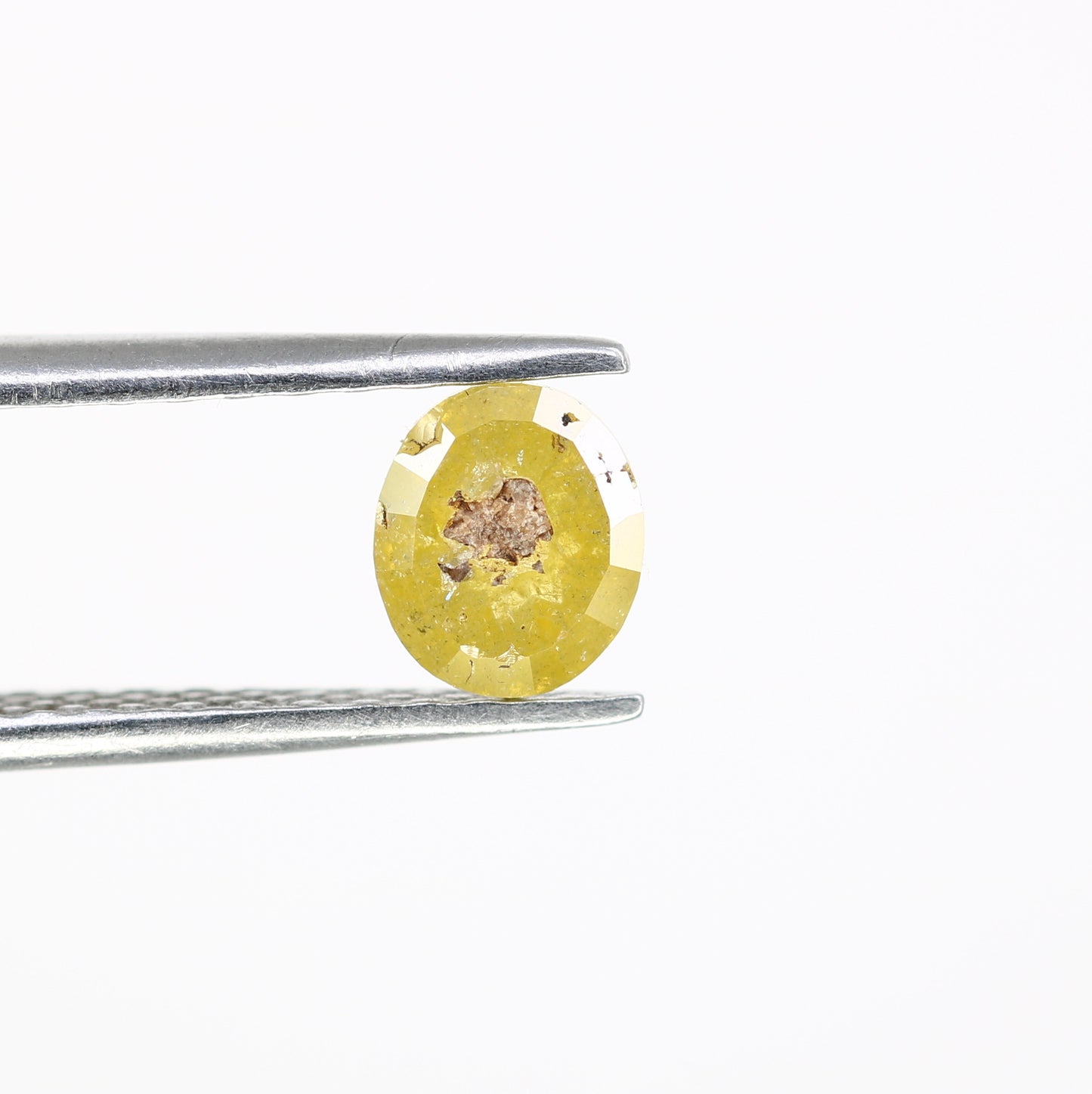 0.74 CT 5.8 x 5.0 MM Natural Yellow Rustic Ova Cut Diamond For Engagement Ring - JayKrishna Diamond